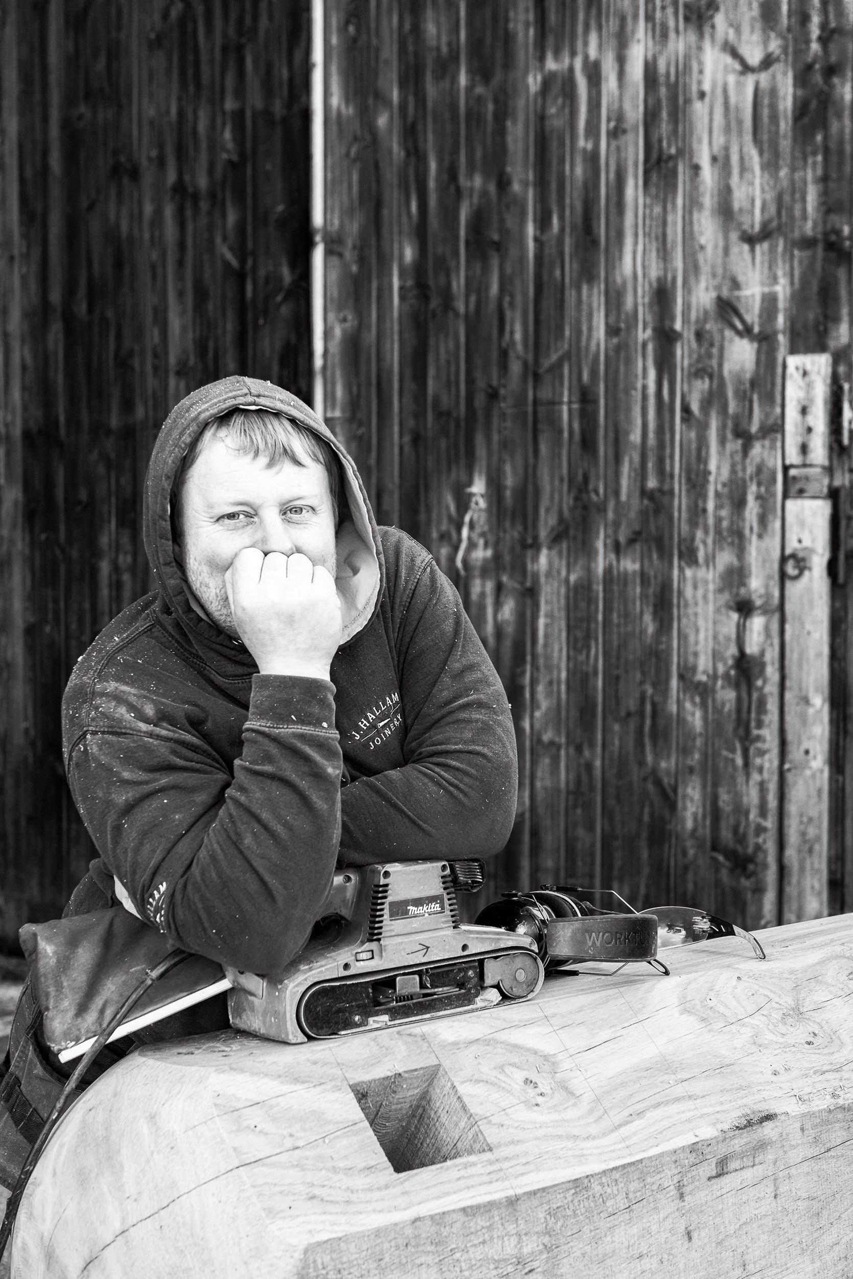 Portrait of a craftsman working on the heritage project to replace the capstans on Whitby Harbour by J Hallam Joinery.
