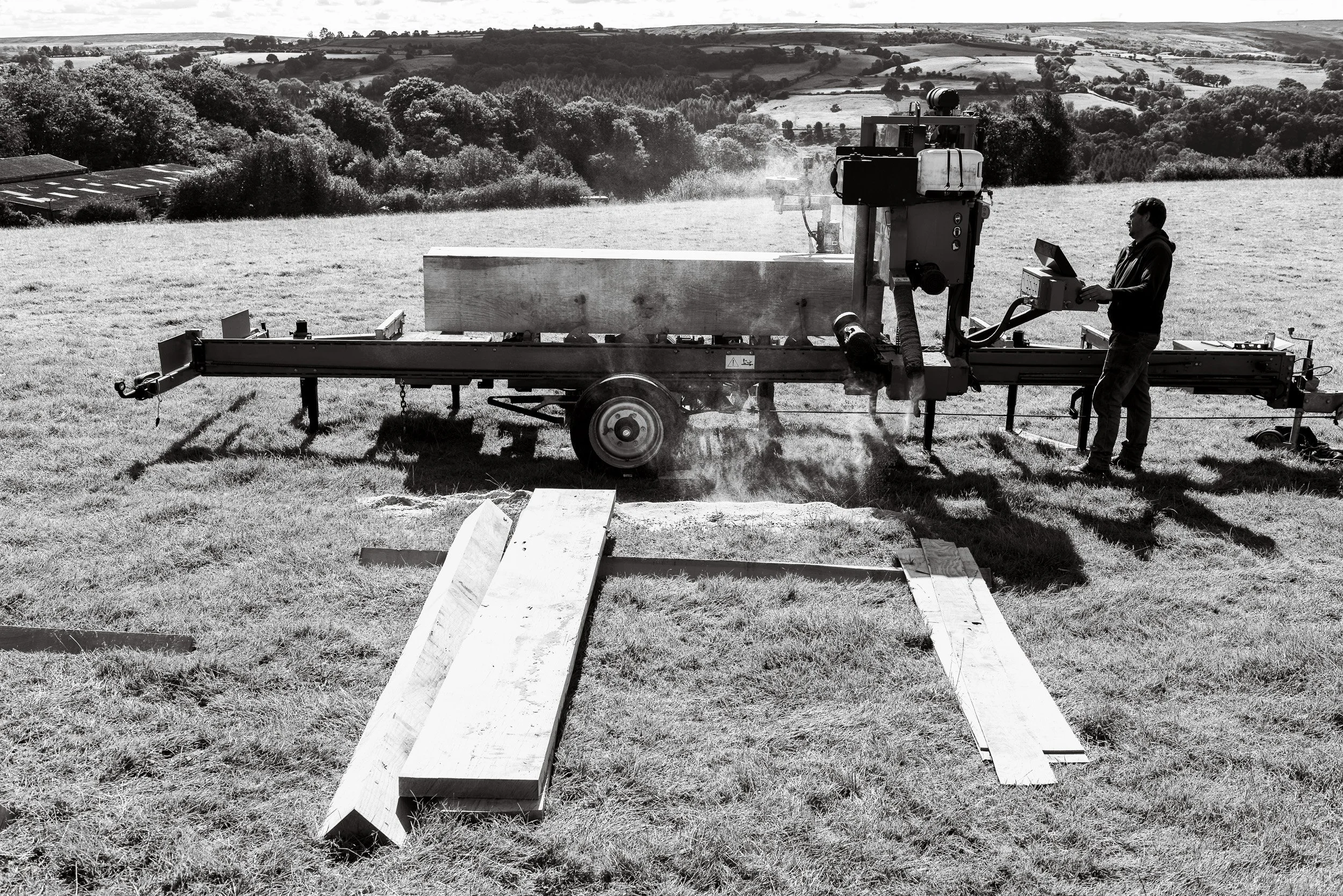 Wood-Mizer Super Hydraulic mill is used to craft the wood in the early stages of building these heritage pieces as part of the capstan restoration Whitby Harbour by J Hallam Joinery.