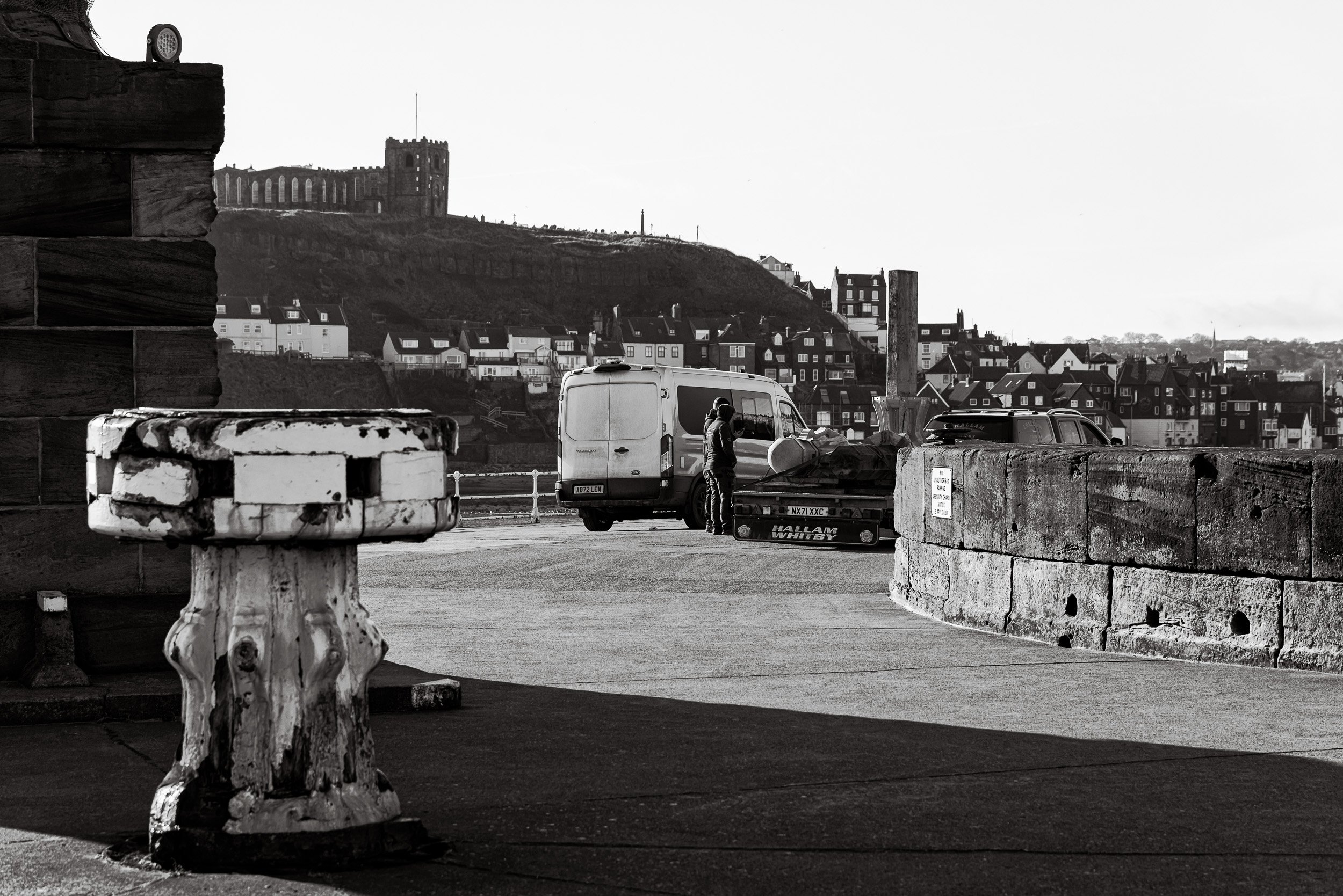 Weathered capstan awaiting replacement as part of the capstan restoration Whitby Harbour by J Hallam Joinery.