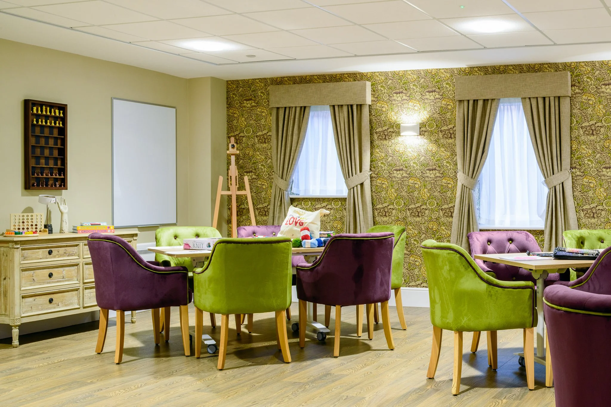 Modern commercial interior photography of Housing 21 communal lounge and bistro.