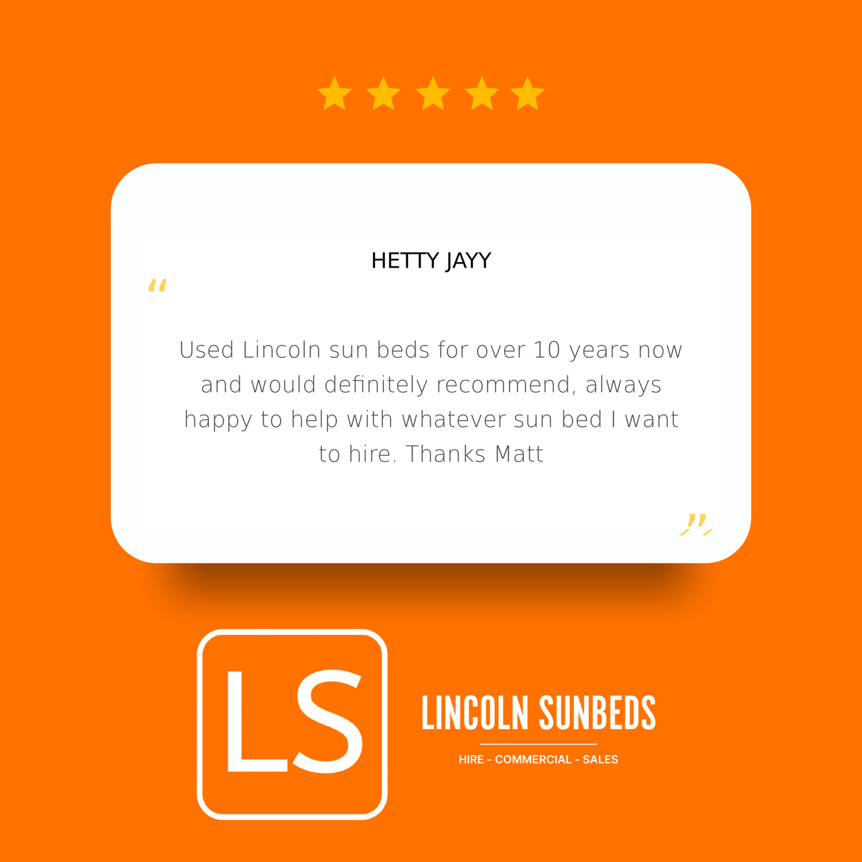 five star review sunbed hire