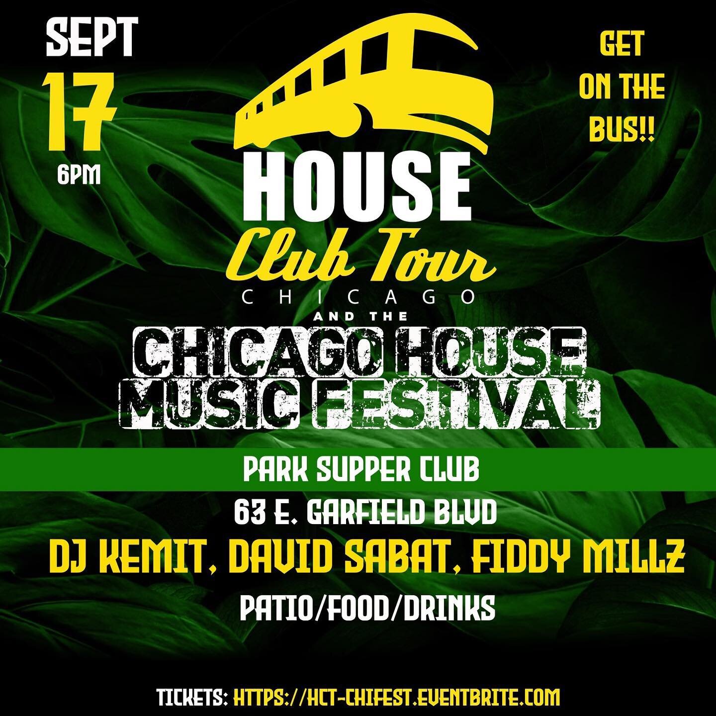 Saturday, Sept 17, 2022
House Club Tour Crawl to 9 Clubs
+ AFTER PARTY@ Le Nocturne Chicago
Raffle &amp; Download $20-$35
Tickets: https://hct-chifest.eventbrite.com