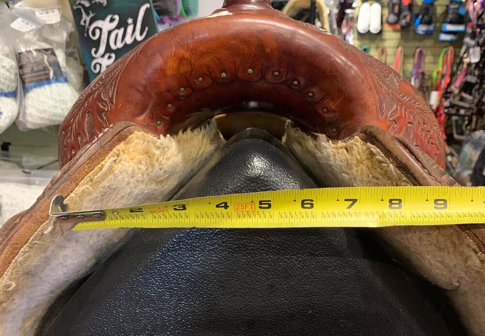 A common way that you will see gullets measured on the internet. This however does not give an accurate measurement of the gullet.