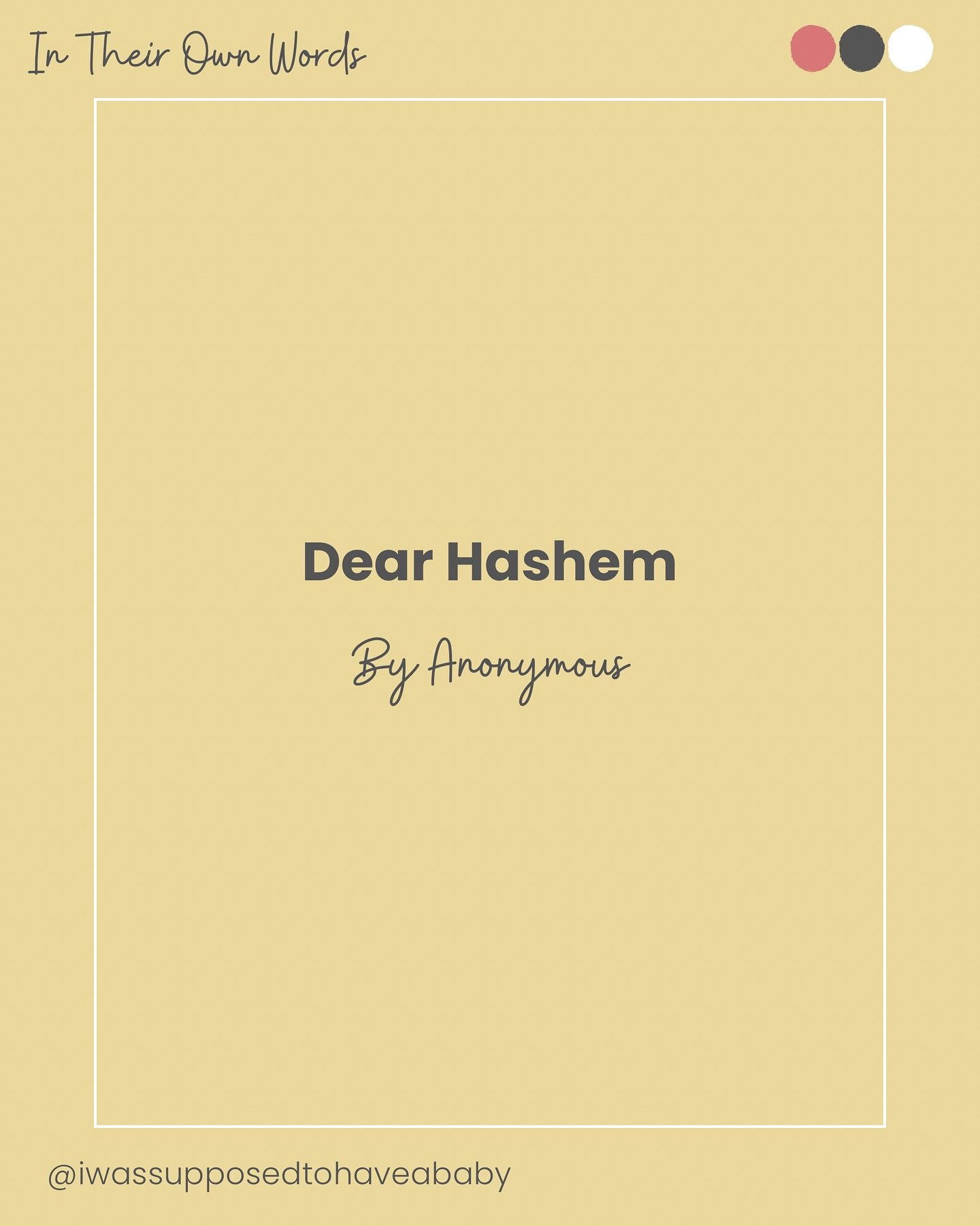 Dear Hashem 