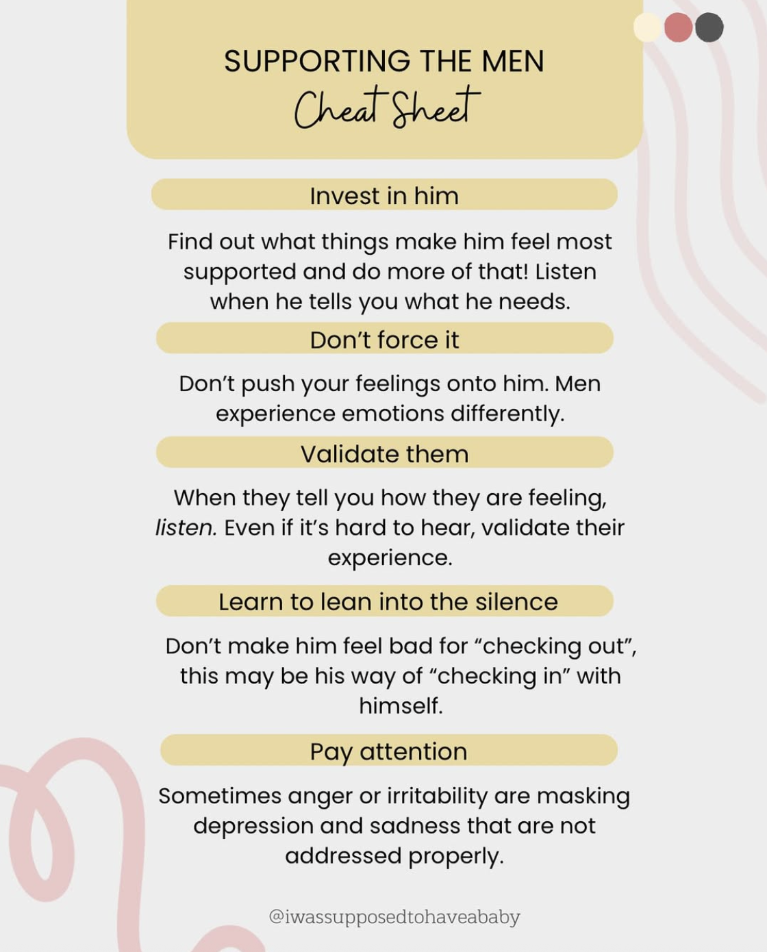 Supporting Men Cheat Sheet