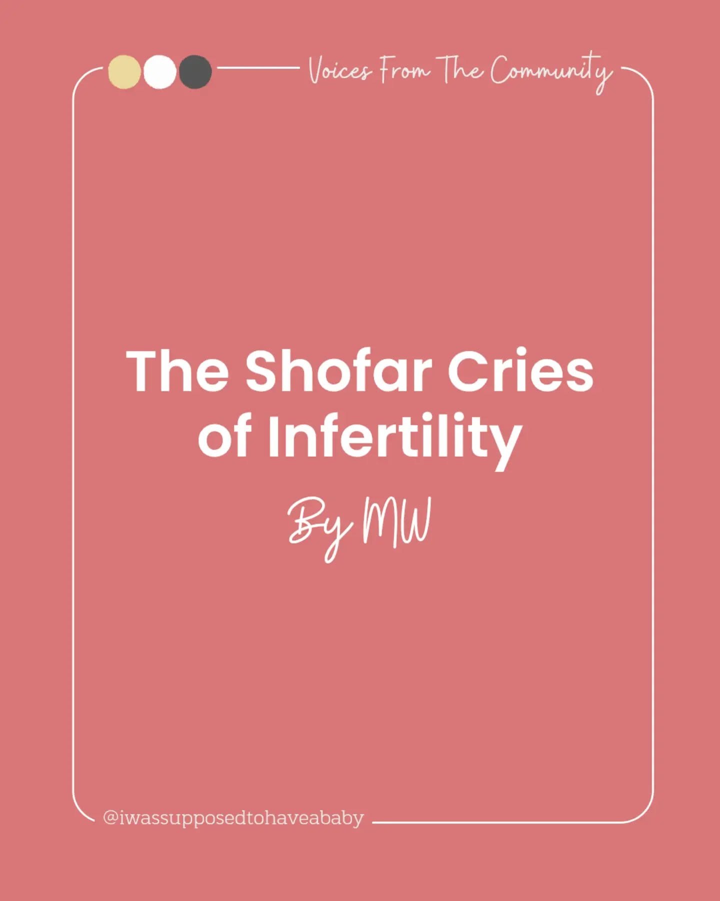 The shofar doesn't sound the same when you're waiting for a baby that hasn't come

In this piece, every blast carries a different ache: 
Tekiah is the long pain of trying and failing
Shevarim is the shaking cry
Teruah is Chana's raw question to G-d

