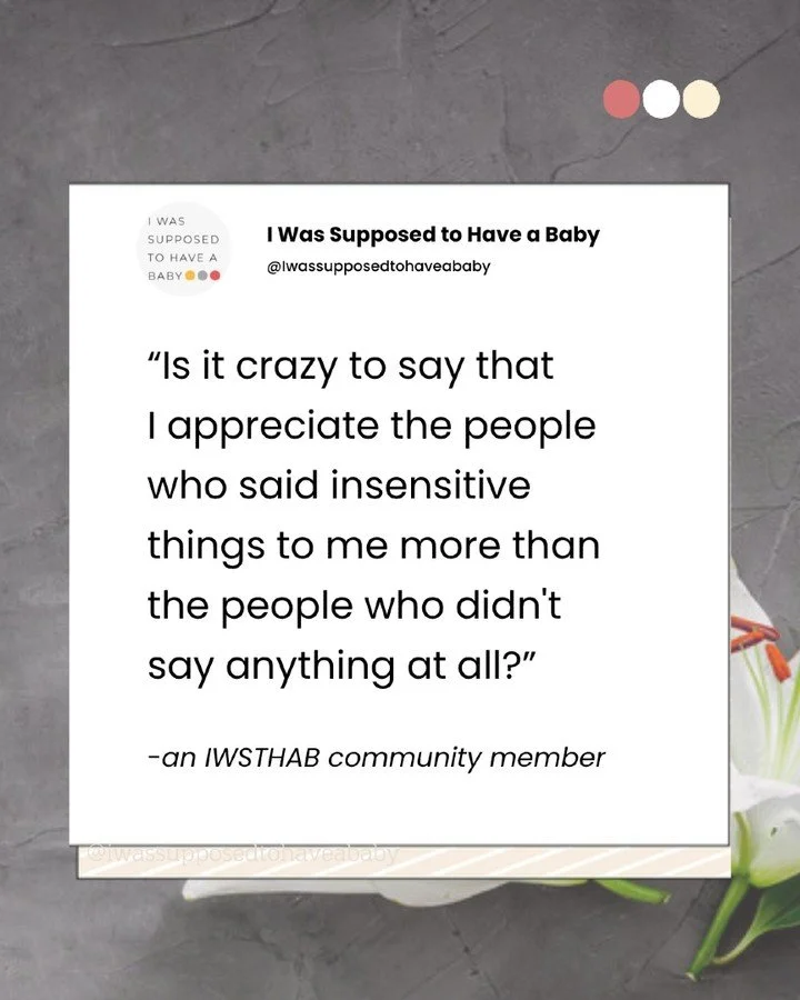 After infertility or pregnancy loss, silence can hurt in ways people don't realize

Insensitive words can sting, but being acknowledged can still feel less lonely than being avoided

There's room for that complexity here. 

#InfertilitySupport #Pregn