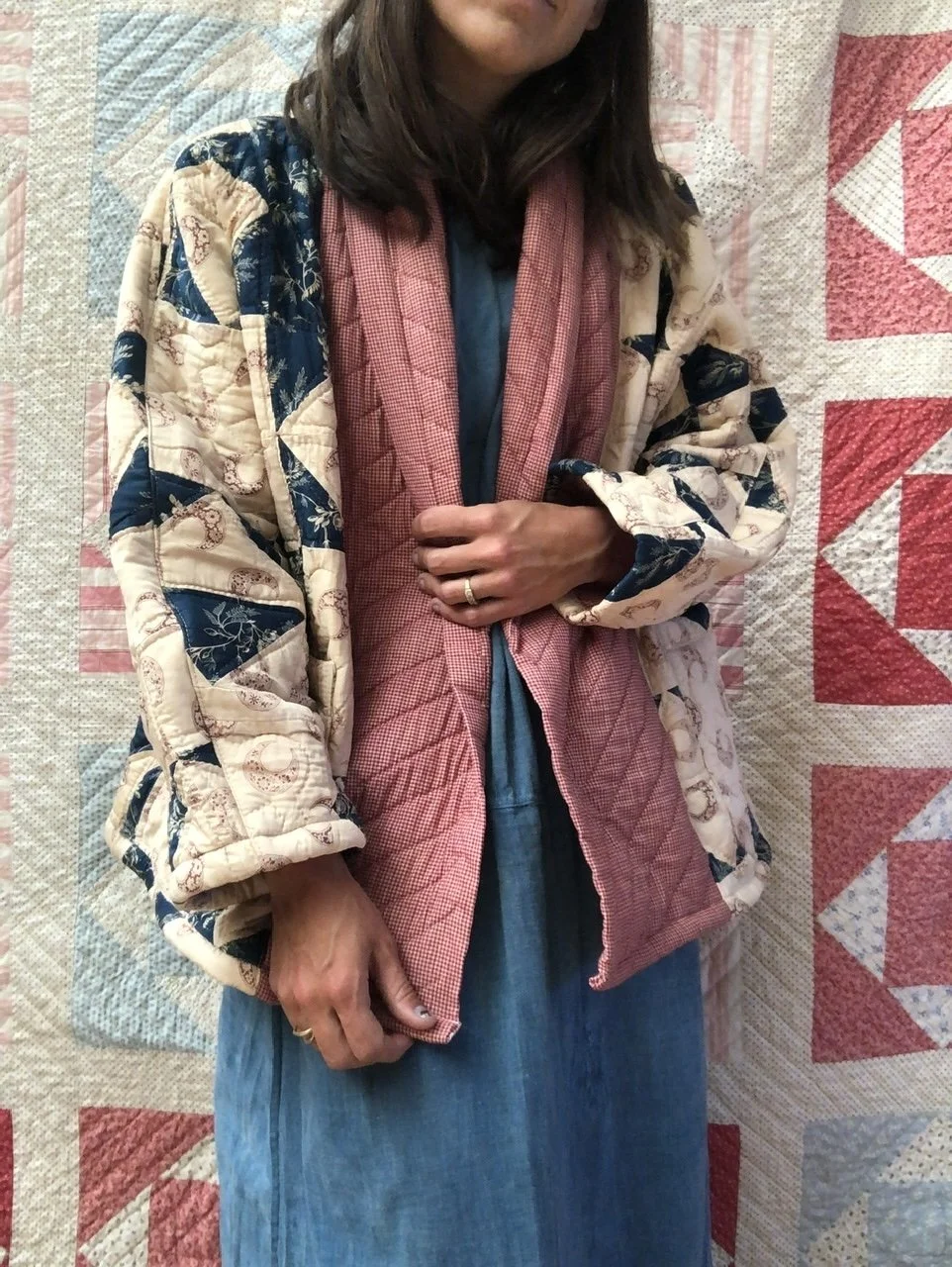Crescent Moon Shawl Collar Quilt Coat — LOJKO VINTAGE - Main Image