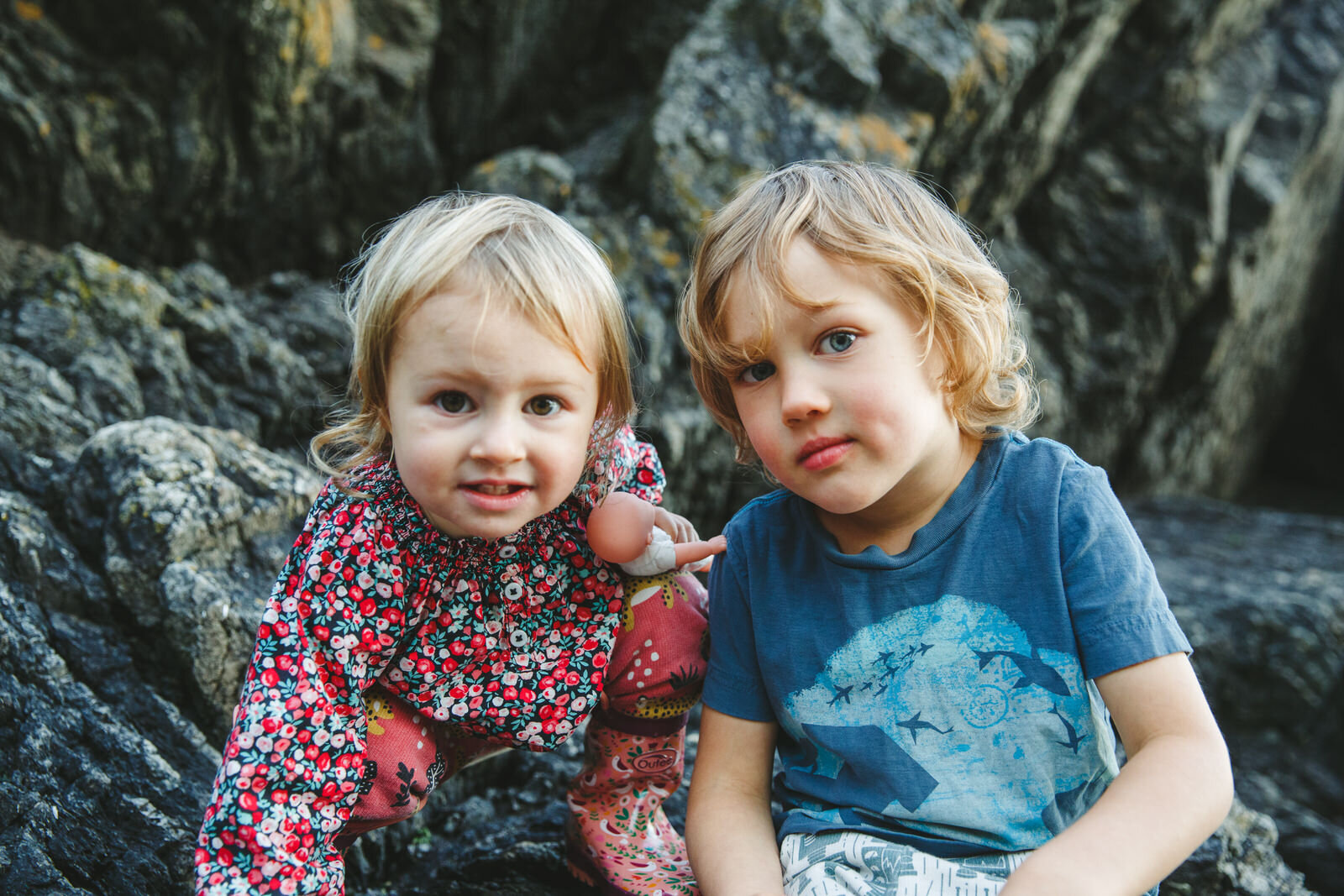 Siblings  on Orcas Island beach