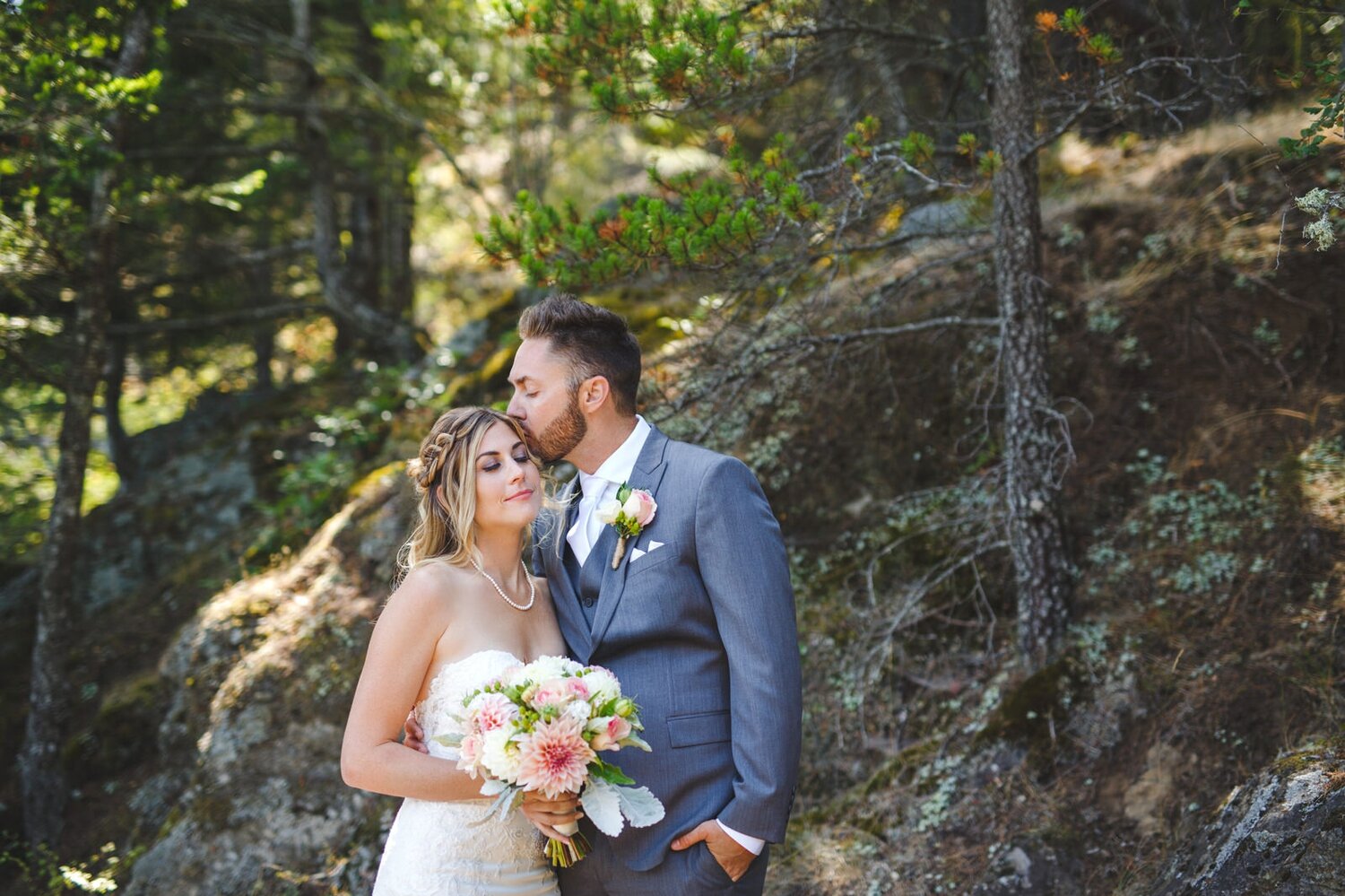 Couple in the woods on Wedding Day by Satya Curcio photography