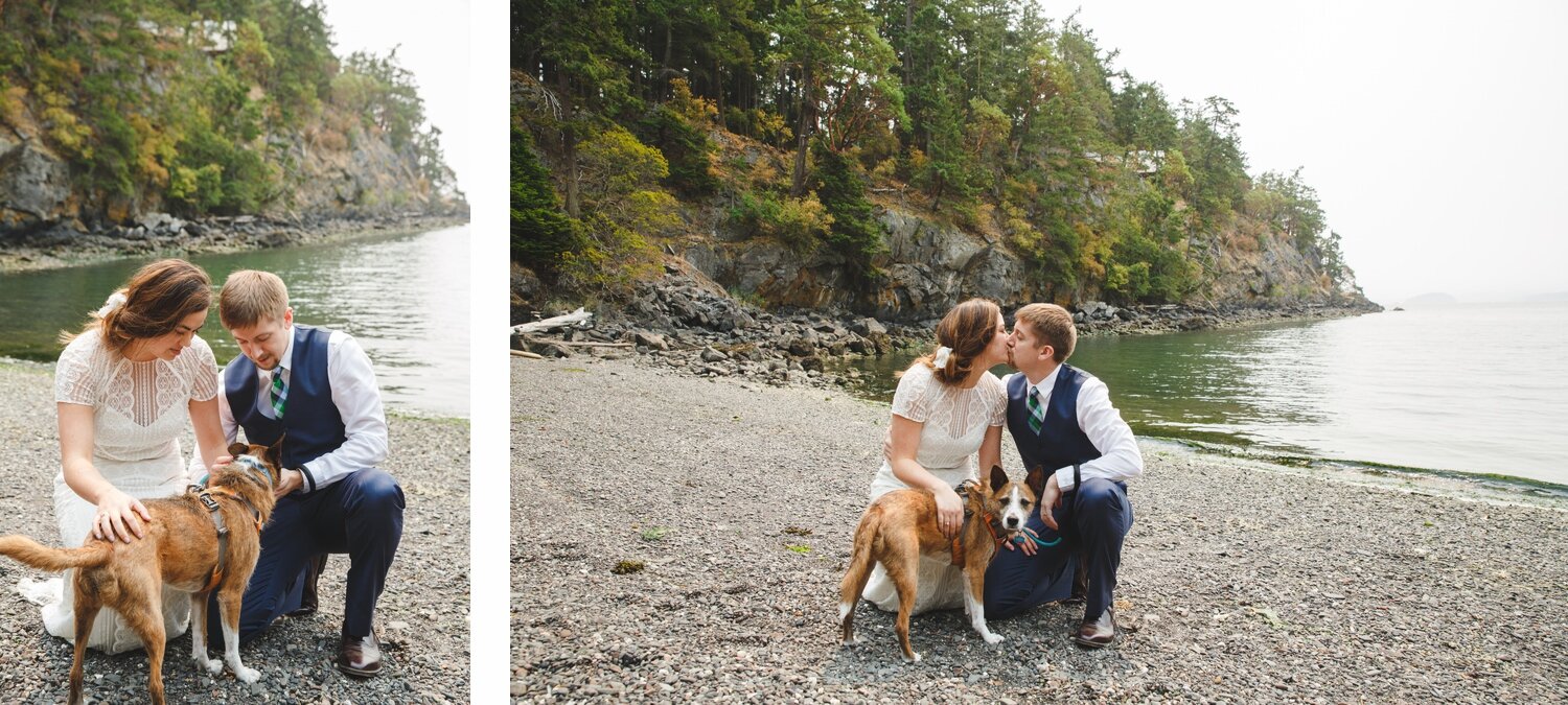  wedding portraits with dog on the beach 