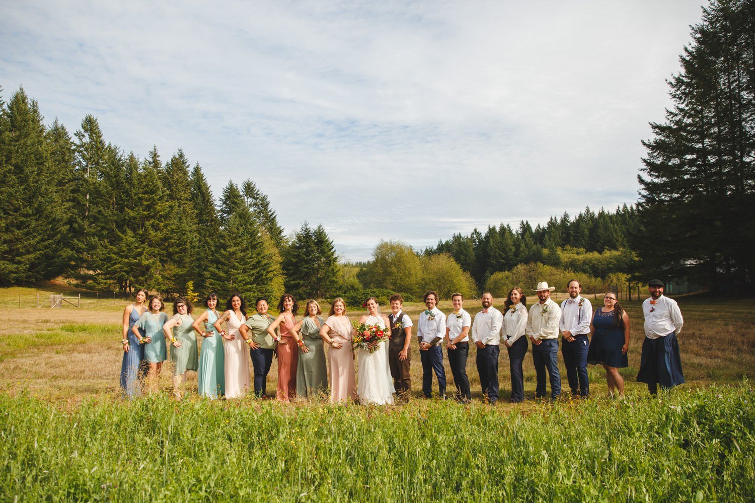 Wedding Party in Field by Satya Curcio photography