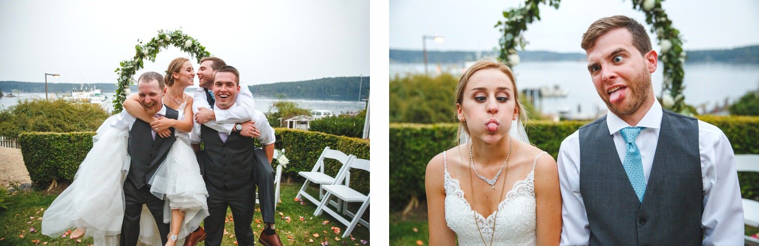 Bride and Groom Goofing off by Satya Curcio Photography