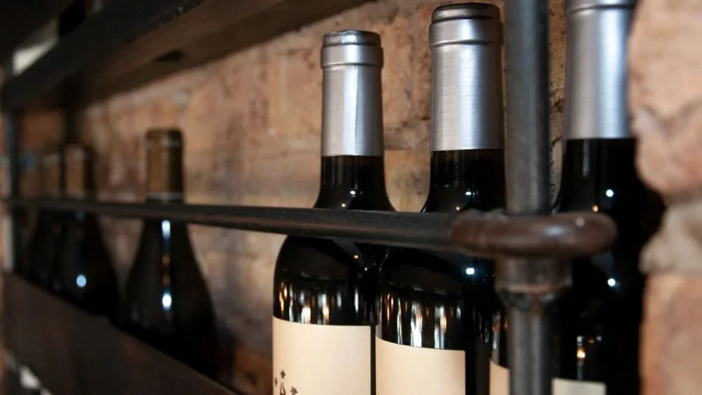 wine bottles on the shelf