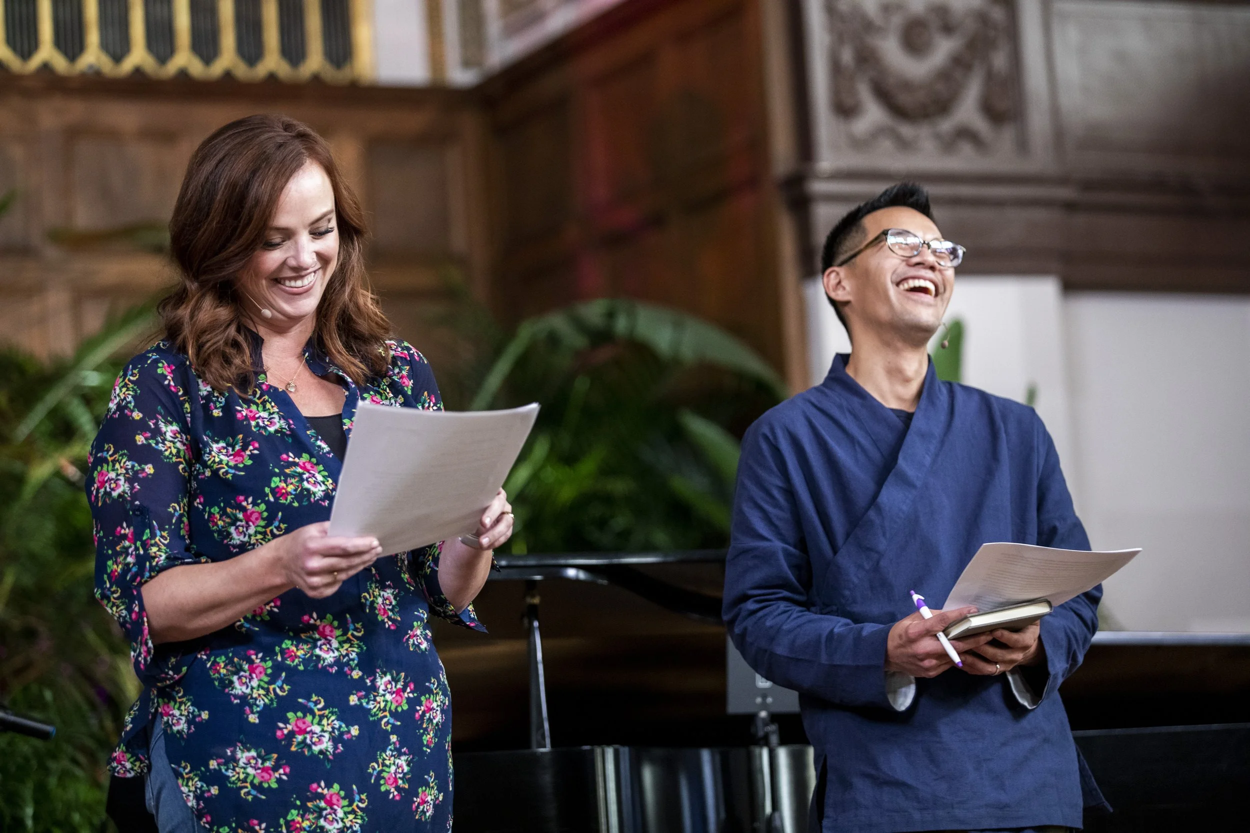 Jeff laughs next to Sarah