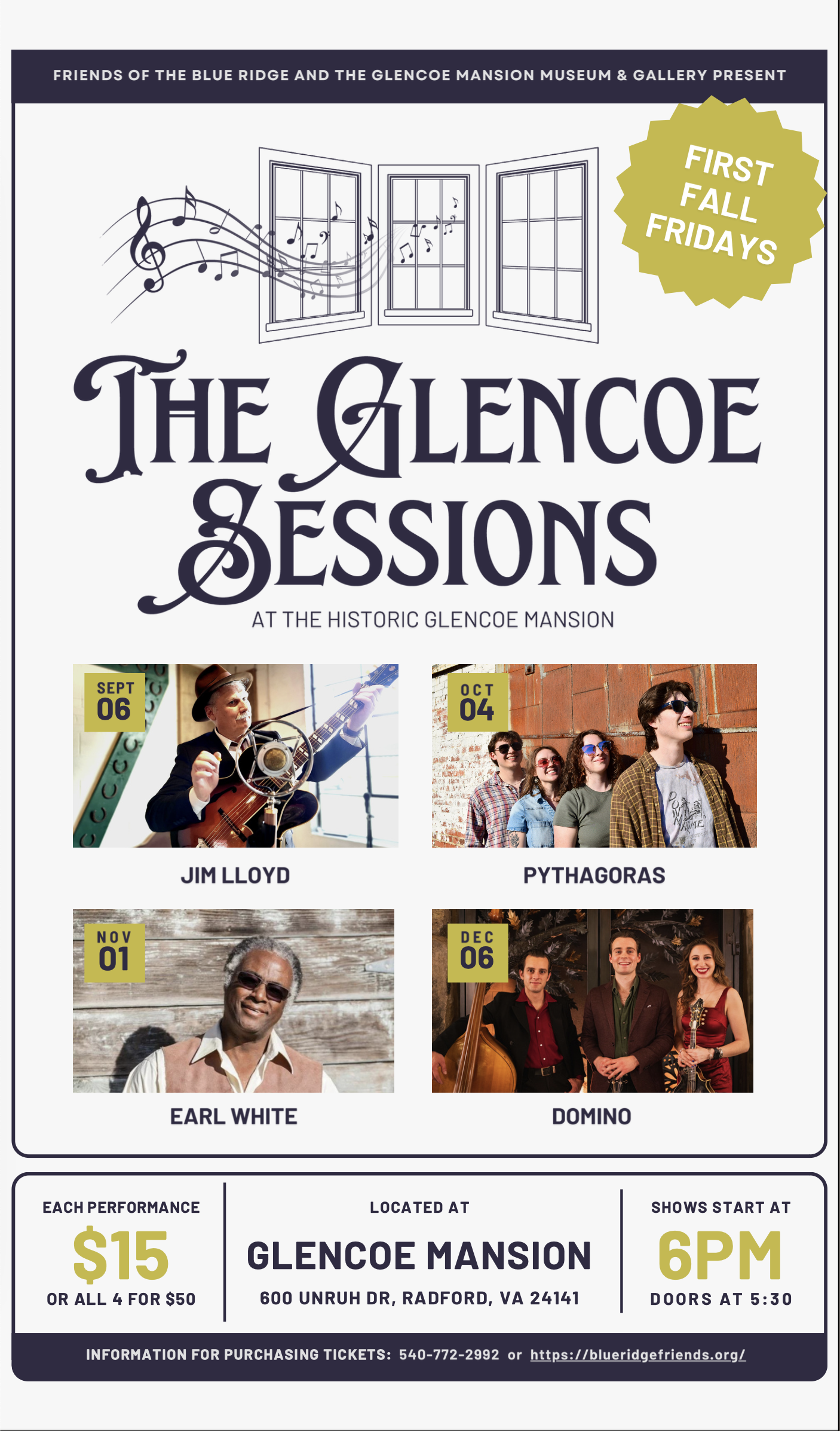 Upcoming Intimate Concert Series at Glencoe Mansion