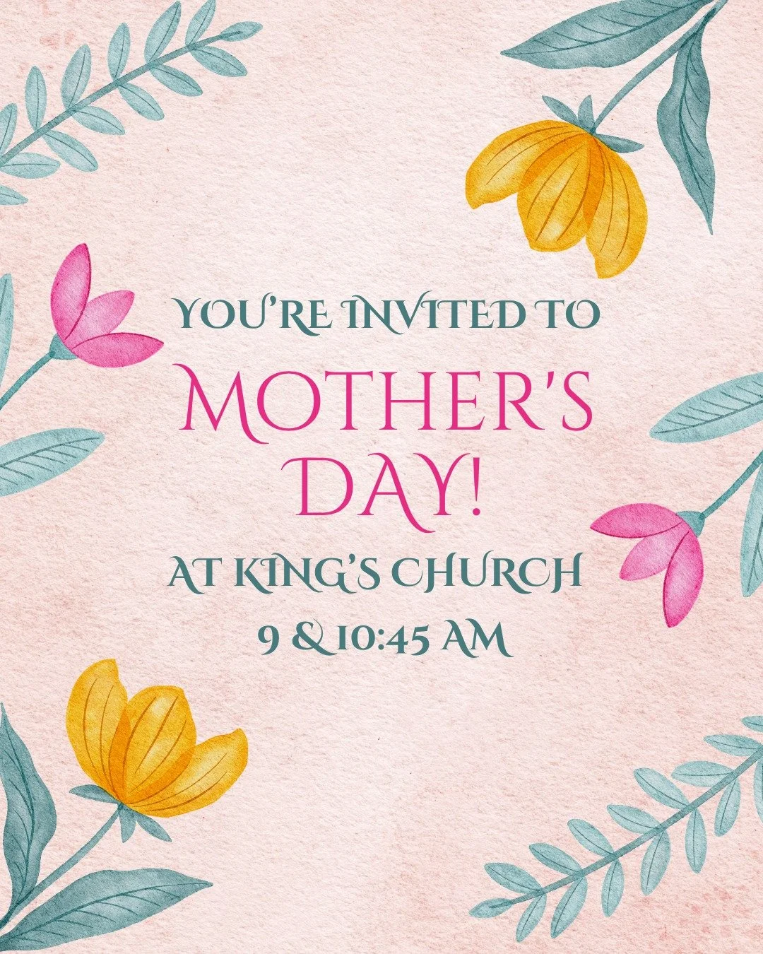 You&rsquo;re invited to Mother&rsquo;s Day at King&rsquo;s Church 🤍
Join us at 9:00am or 10:45am as we take time to honor and celebrate the incredible women in our lives. It&rsquo;s going to be a meaningful morning filled with encouragement, communi