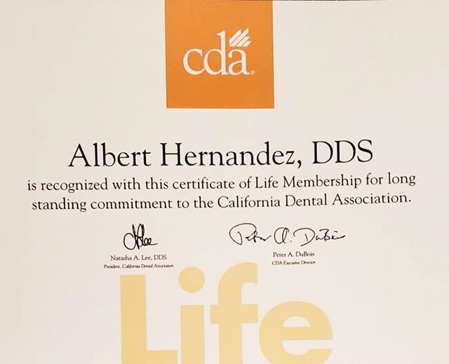 Life Membership to the CDA! #AlbertJHernandezDDS