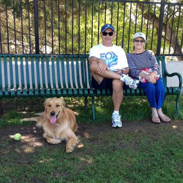 Spending quality time with Mom and Sonny at the dog park #goldensofinsta #family