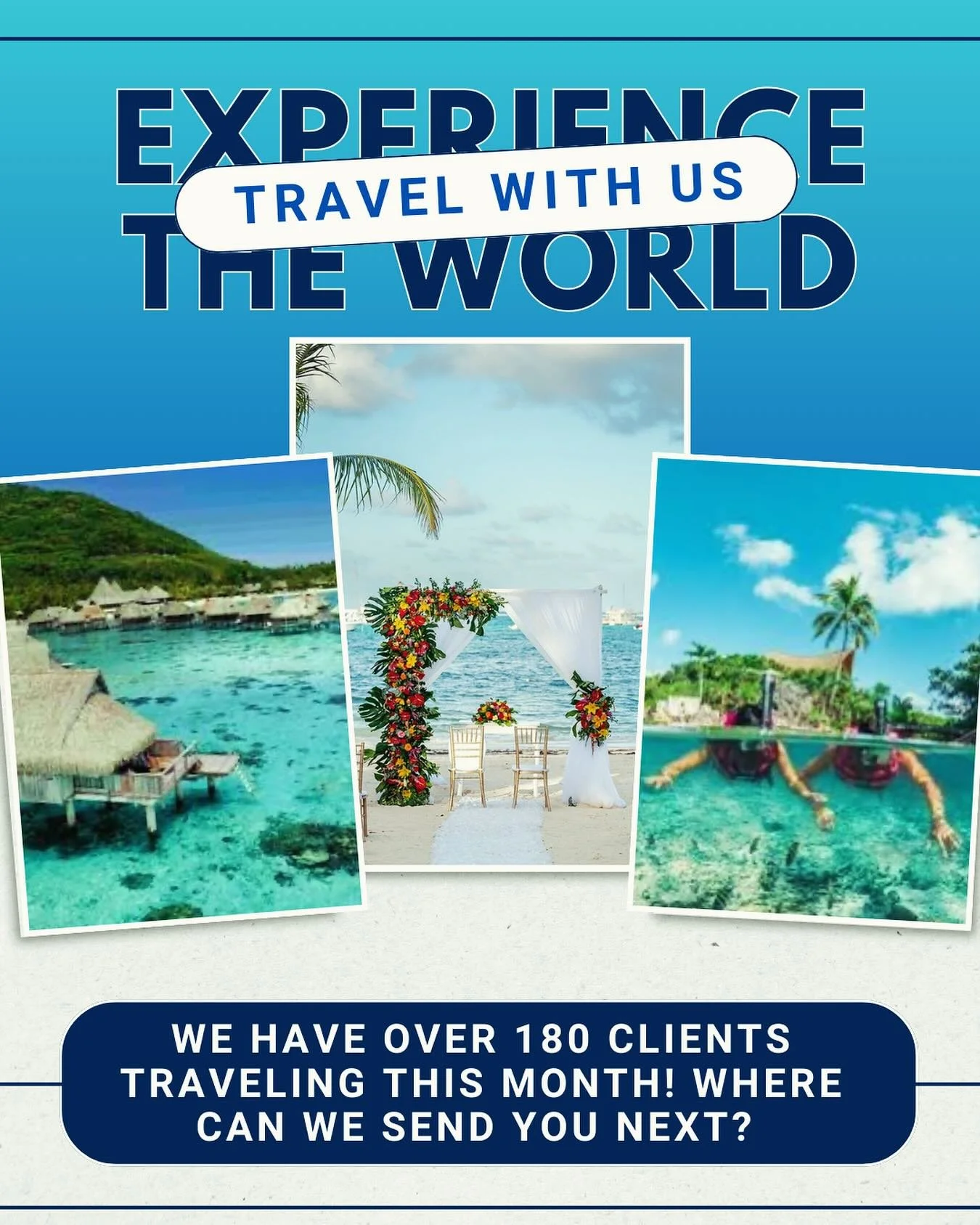 We are feeling so grateful as we help over 180 clients make their dream vacations a reality this month! 🌍✈️🎉

Here&rsquo;s a peek at where they&rsquo;re headed:

💍 Destination Wedding in Playa Mujeres
🎉 🎉 Two Birthday Groups celebrating in diffe