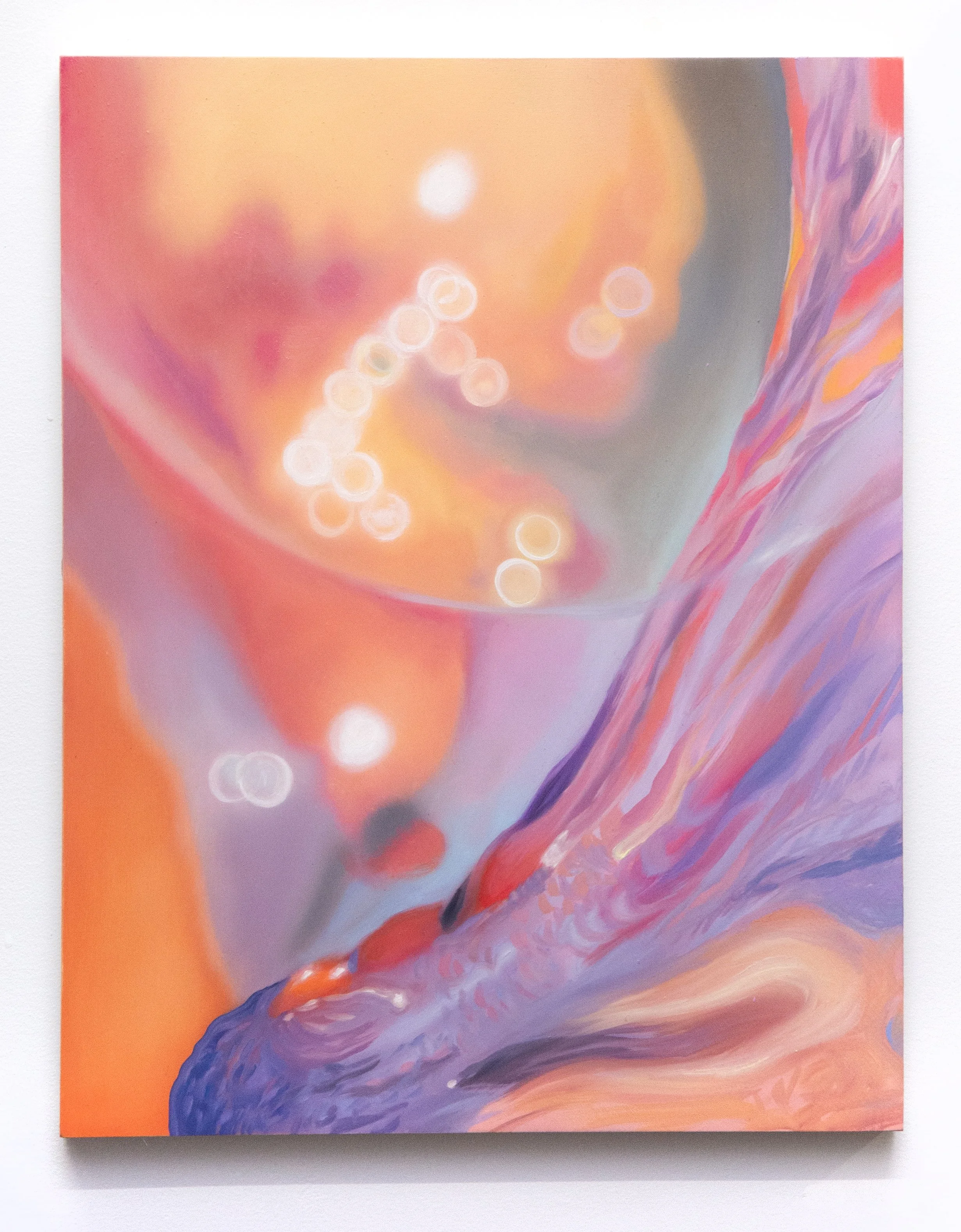 Coral PETE (Polyethylene terephthalate) Range Study, 2025, oil on panel, 14 x 11 inches