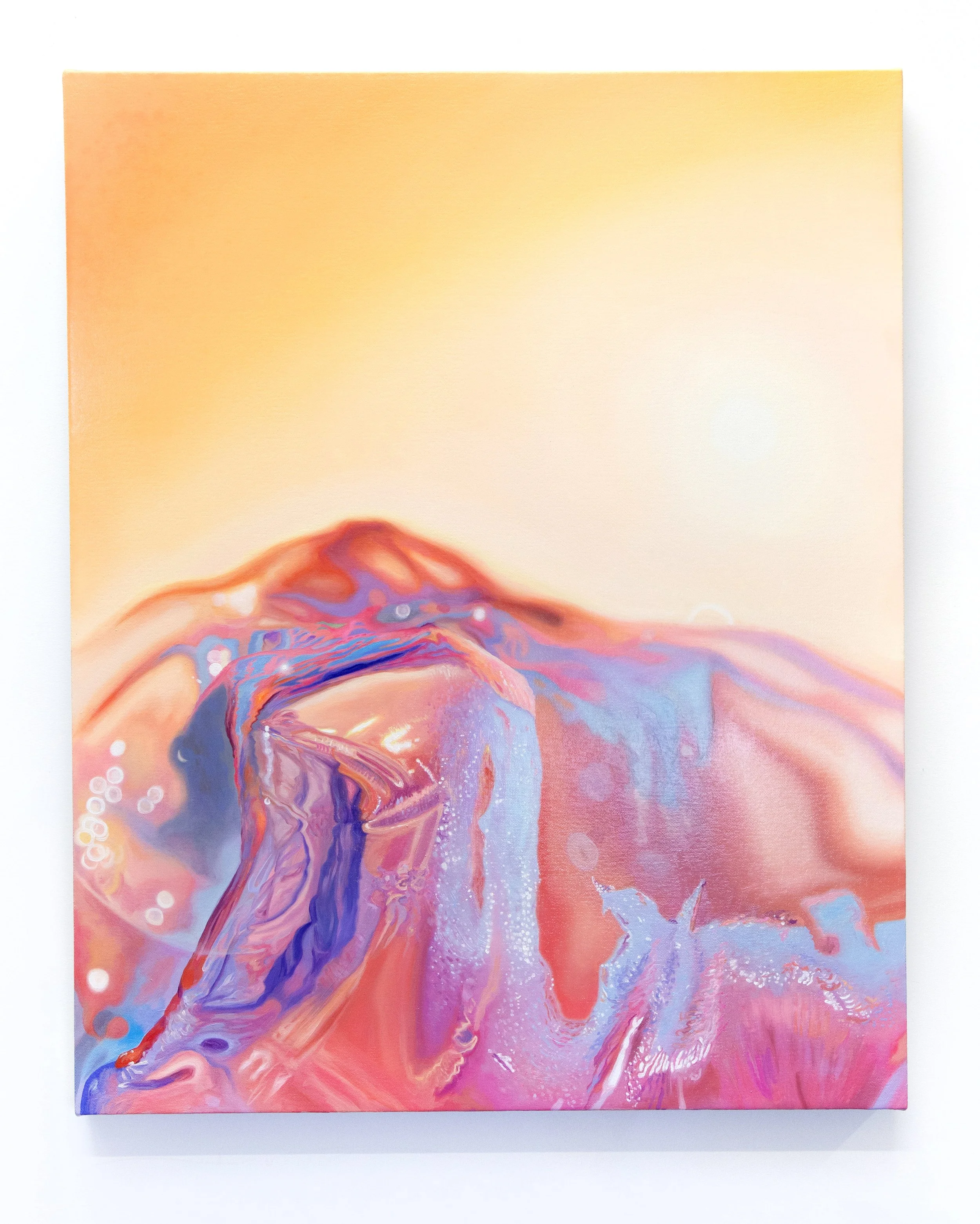 Coral PETE (Polyethylene terephthalate) Range, 2025, oil on panel, 30 x 24 x 1.5 inches