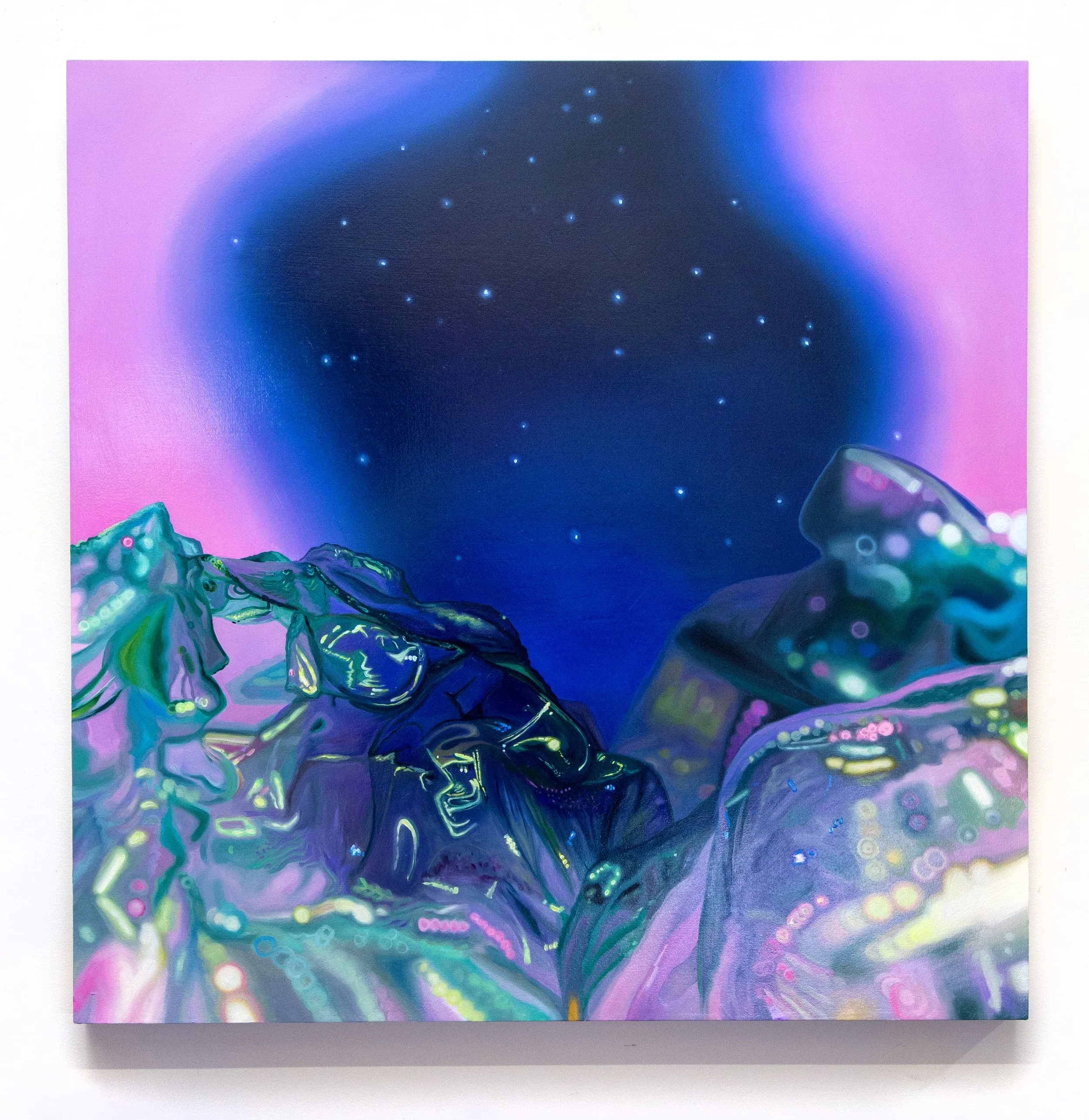 Permeating Eve, 2025, oil on panel, 30 x 30 x 1.5 inches