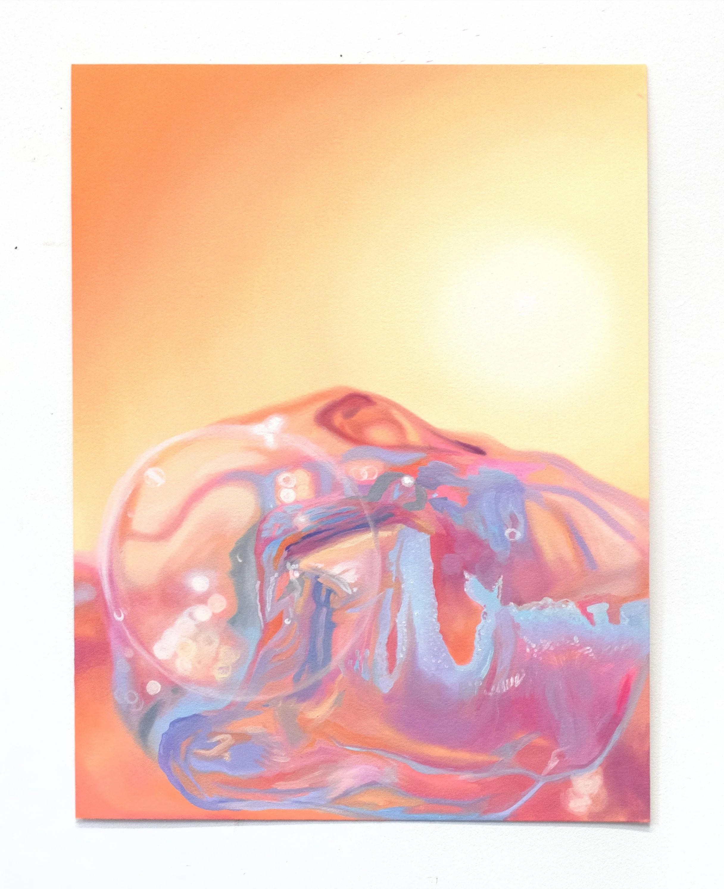 Sanguine Bubble, 2025, oil on paper, 16 x 12 inches