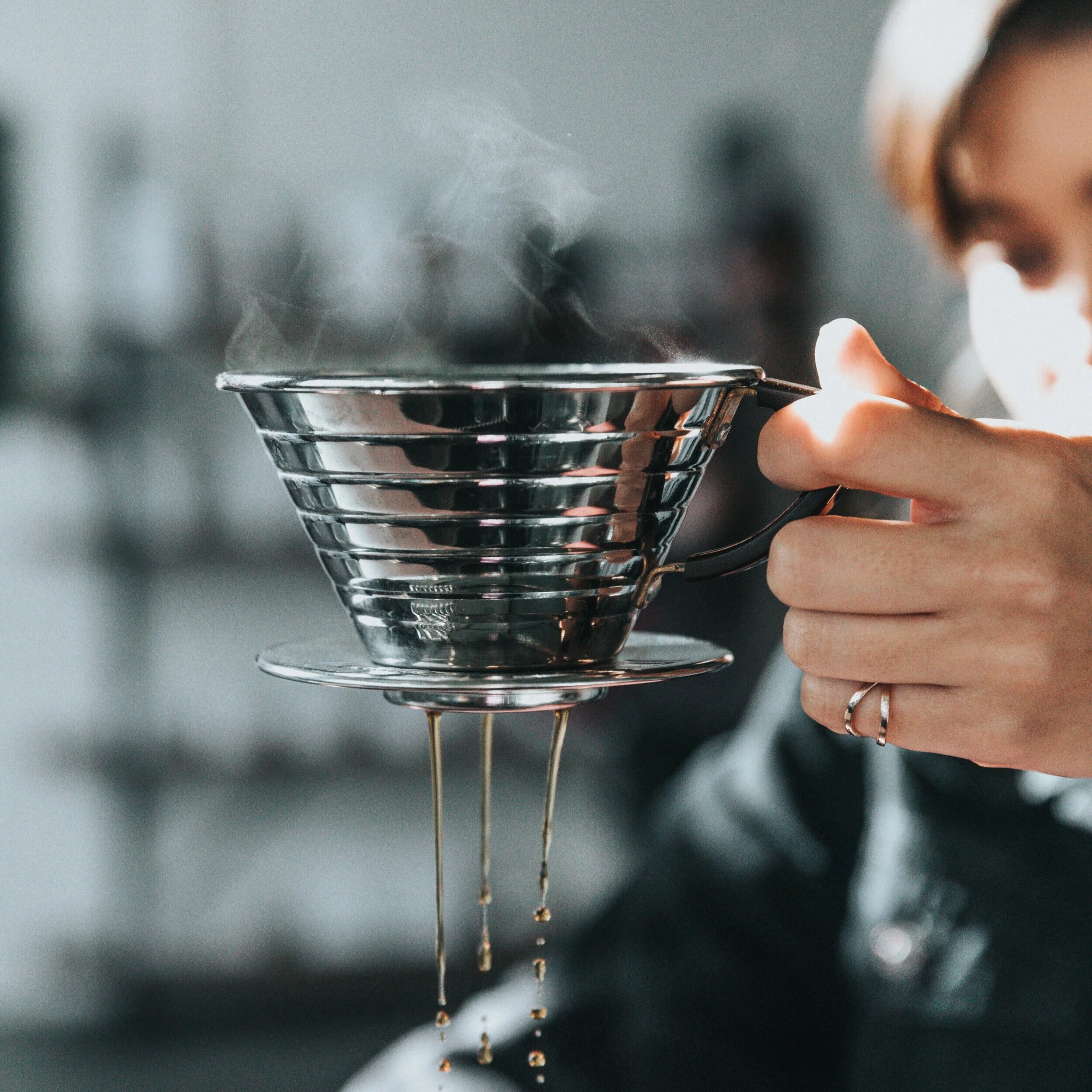 Kalita Wave Brewing Coffee Showing 3 Hole Pouring
