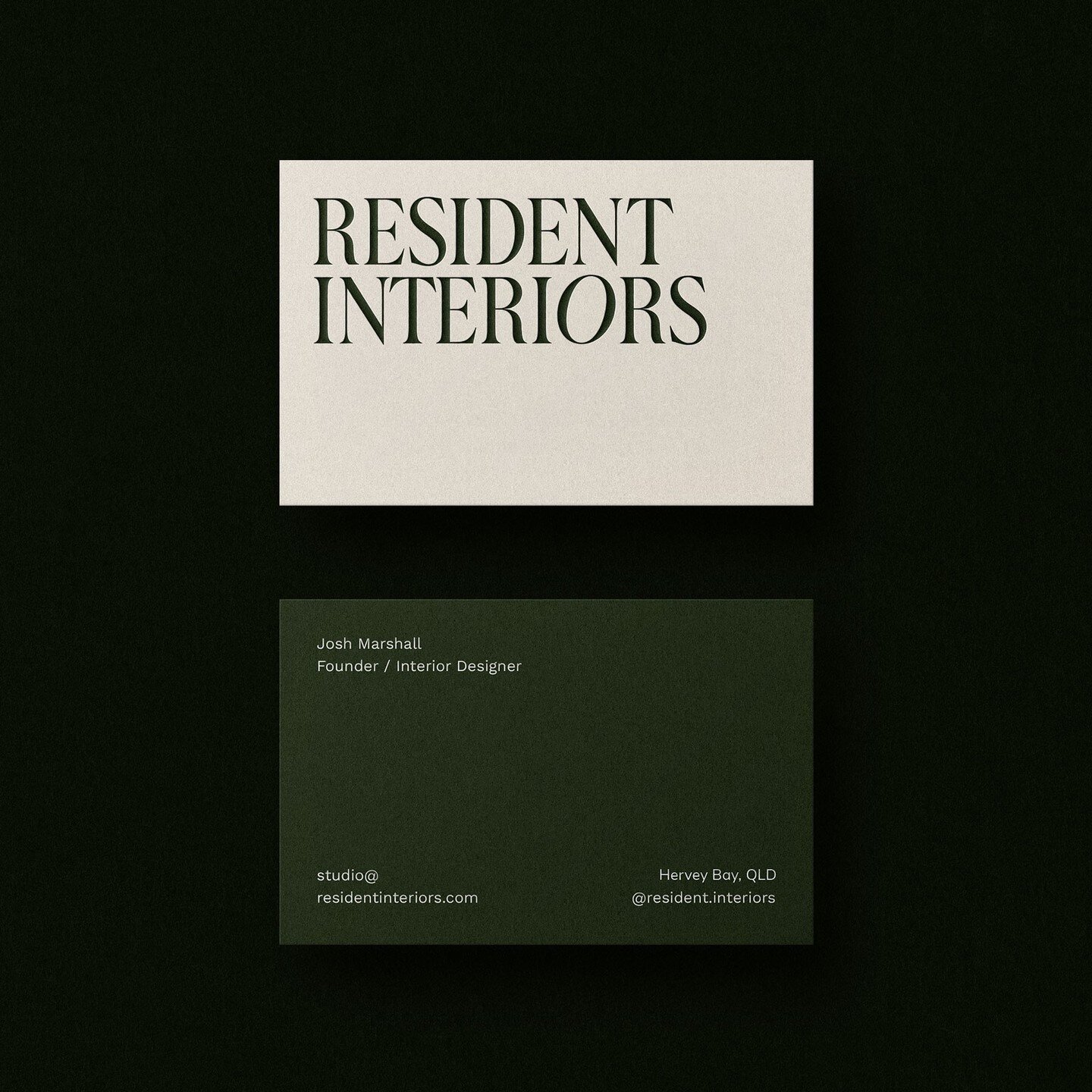 The inverted business card. A classic, but a beauty.⁠
⁠
This logo was the silver medalist but it's still one of my favourites. ⁠
'Too cool' for the laid back vibe of @resident.interiors (understandable), but difficult for us to say goodbye.⁠
⁠
Now it