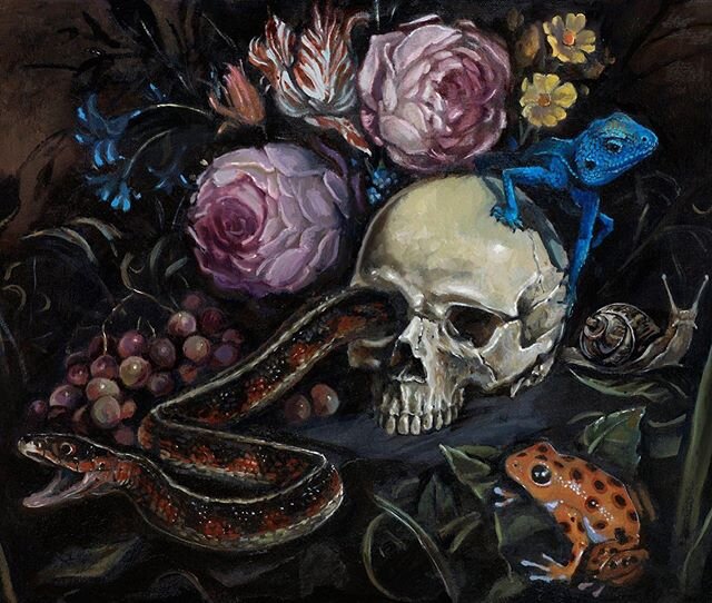 Throwback to an oil painting I did for the Slithers and Scales of Inspiration book, published by Out of Step Books a few years back.