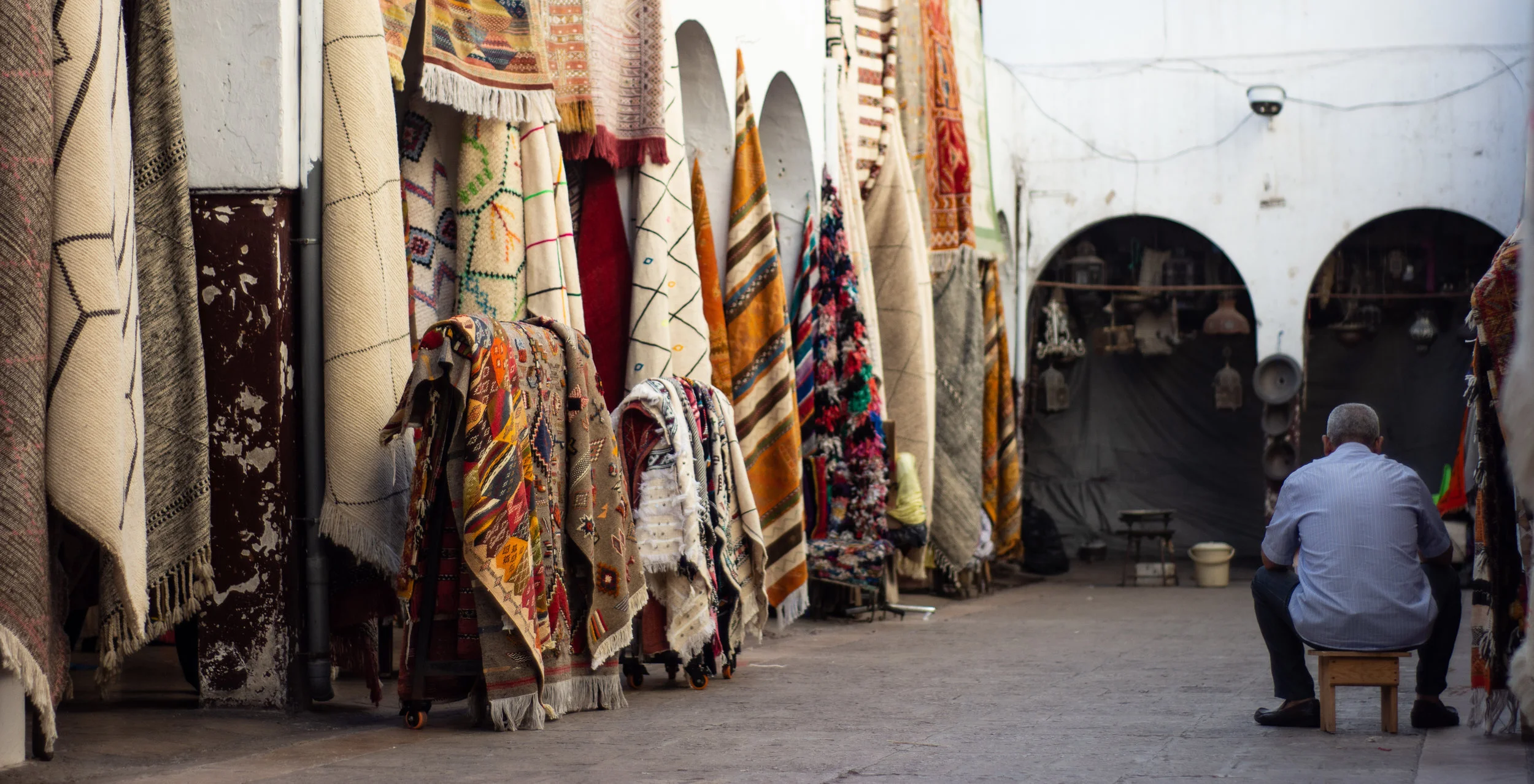 A traditional Berber rug shop