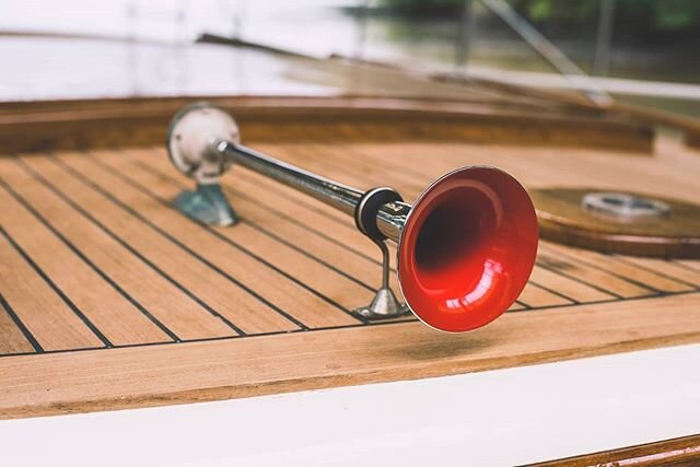 All the original chrome fittings were stripped and replated on this project. What an incredible result!!! #chrome #classicyacht #woodenboat #nautical #red #shipwrights #horn photo credit @clairegillophotography