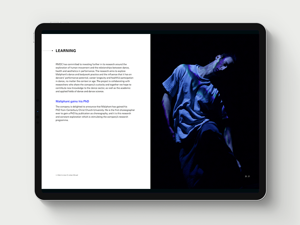 Russell Maliphant Annual report 2021, Maliphant gain a PHD.