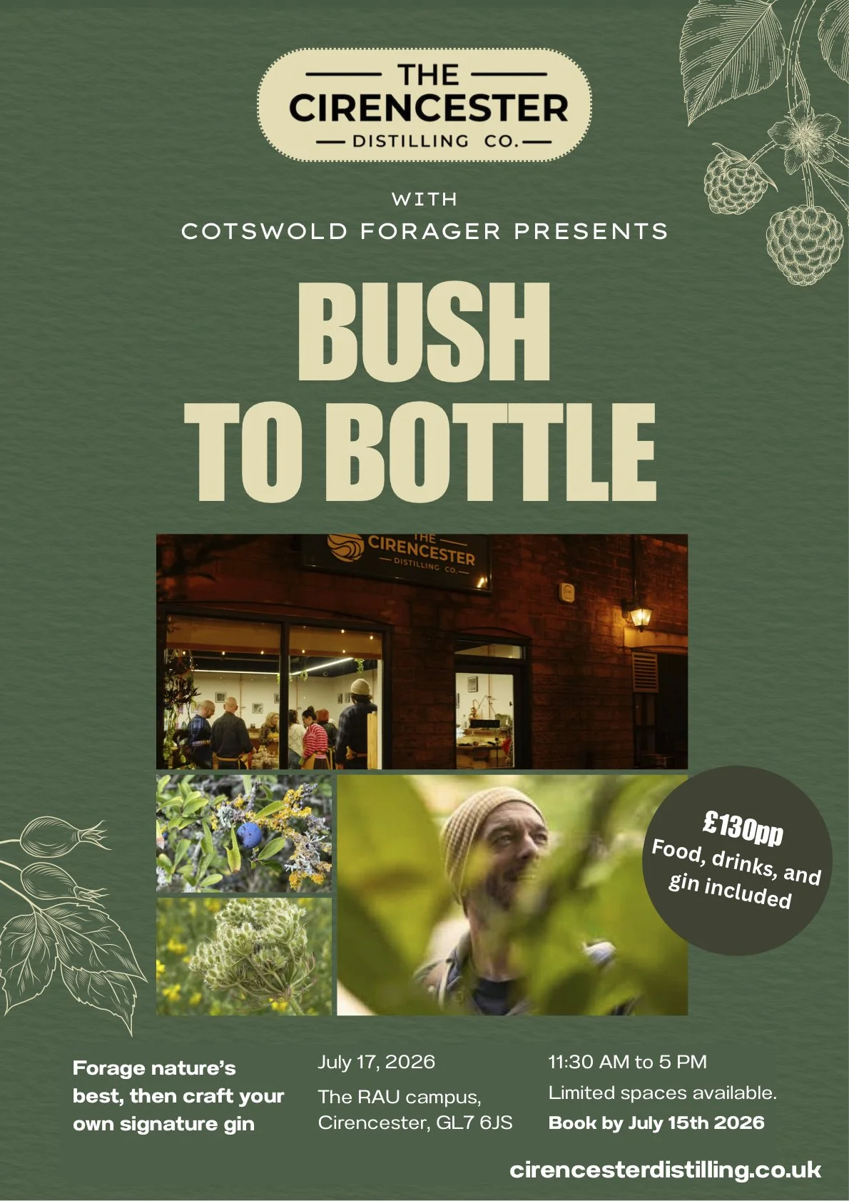 Bush to Bottle collab with The Cirencester Distilling Co.