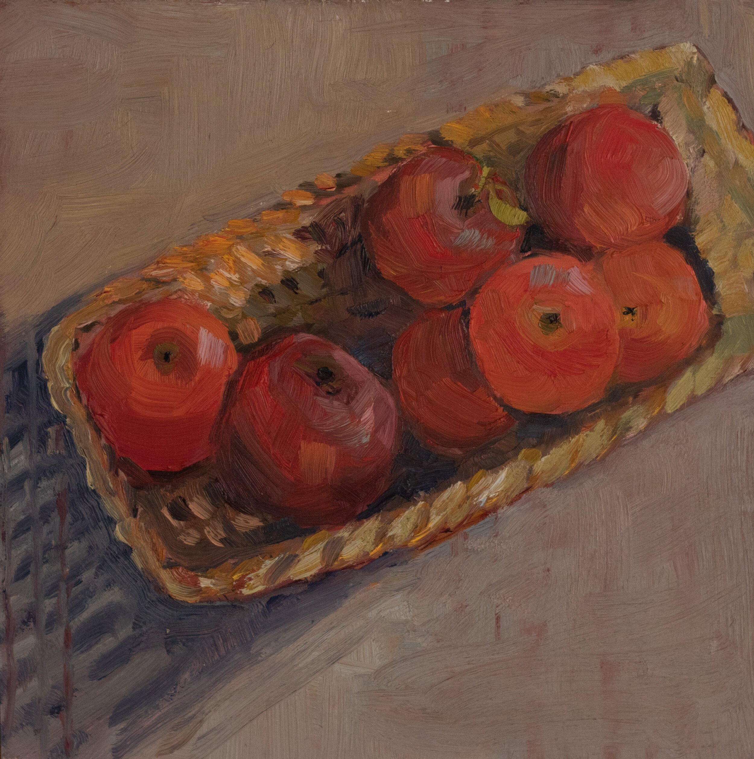 “Apple Basket”  oil on board  10” x 10”