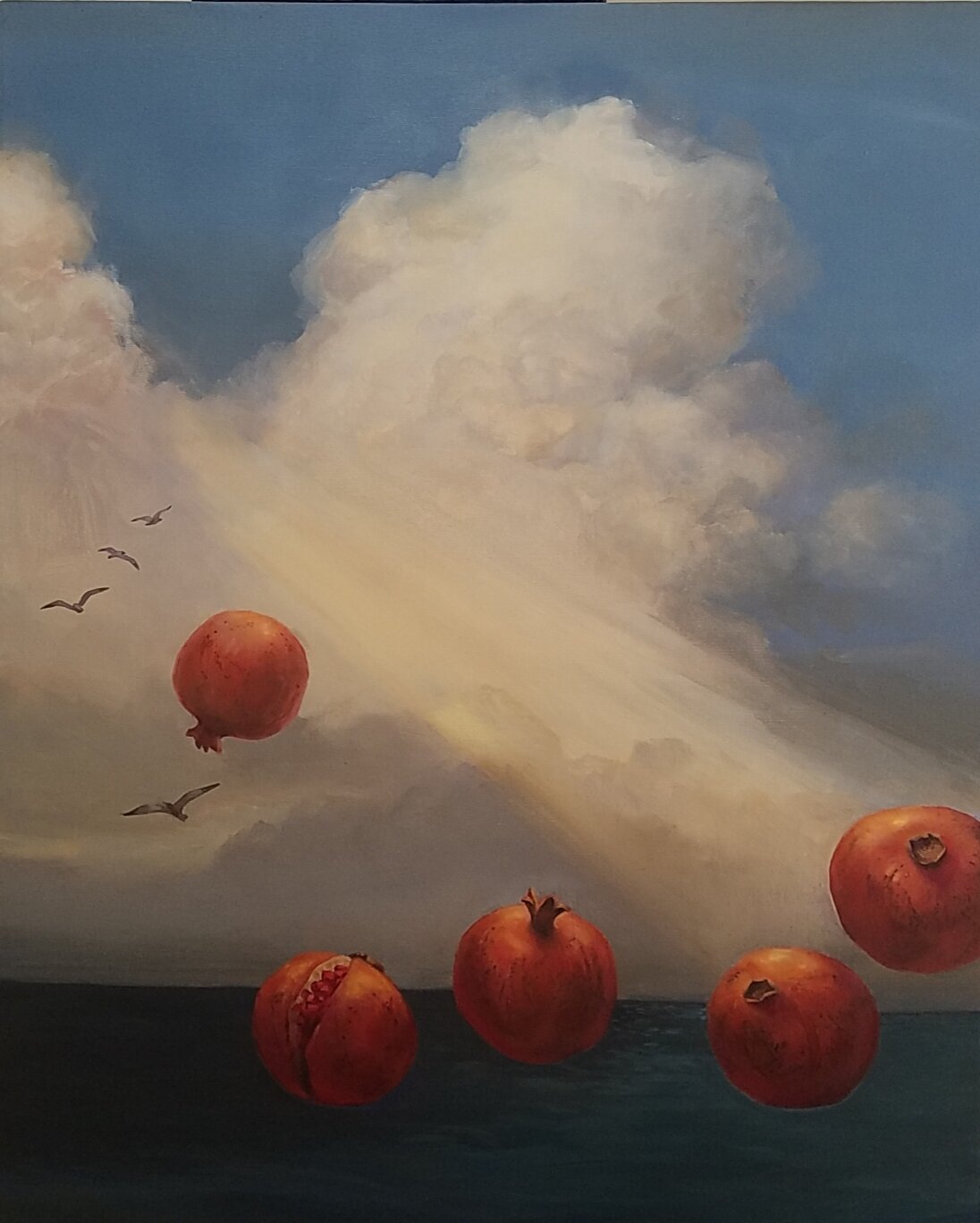“Gifts from God, Pomegranates”  oil on canvas  32” x 24”