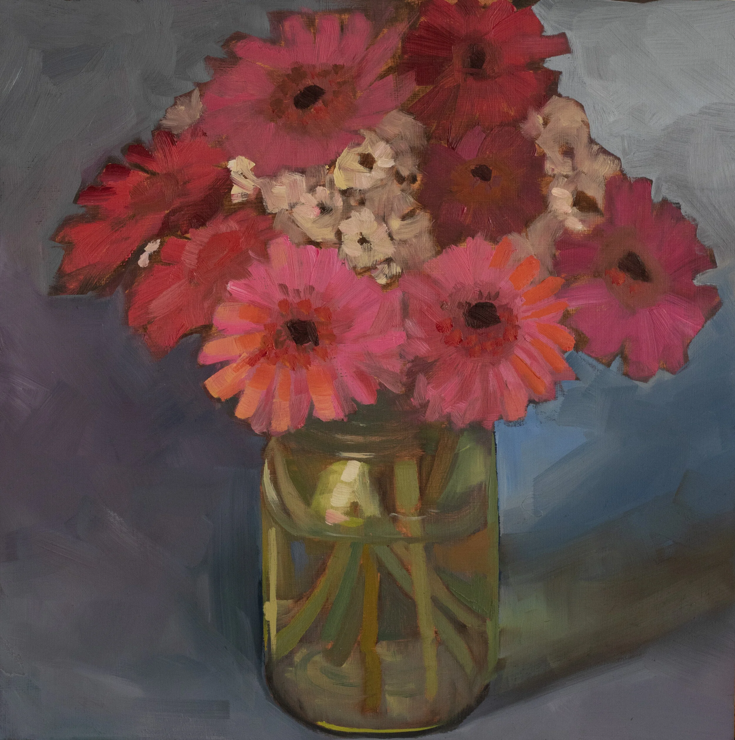 “Gerbers”  oil on board  12” x 12”
