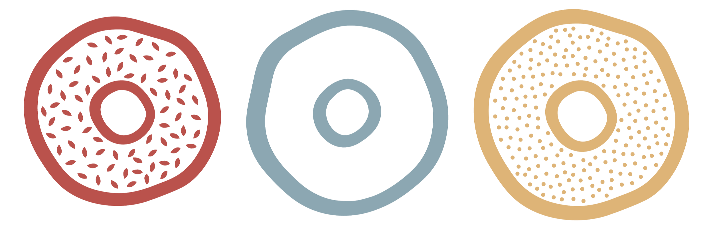 a sesame seed, plain, and poppyseed bagel graphic