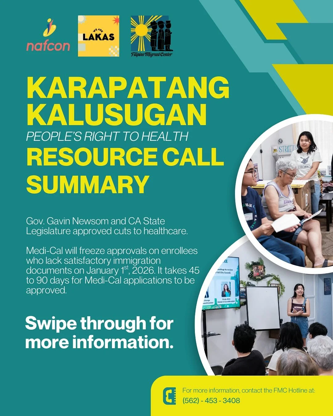 Last Tuesday, we learned from @lakalusugan about the recent changes to Medi-Cal and Medicaid due to changes in federal policies and state budget.

It is important for our undocumented kababayans to know that their time to apply for Medi-Cal is runnin