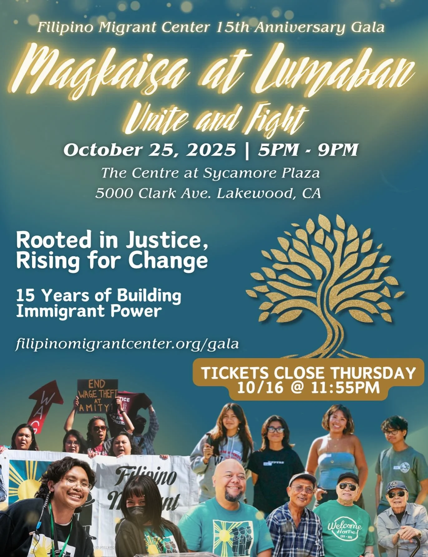 🎟️ Ticket Sales for FMC&rsquo;s 15th Anniversary Gala are open again!  filipinomigrantcenter.org/gala 🎟️

It will close by 11:55pm on Thursday, October 16th or whenever we reach capacity &mdash; whichever comes first. THIS EVENT WILL SELL OUT, SO D