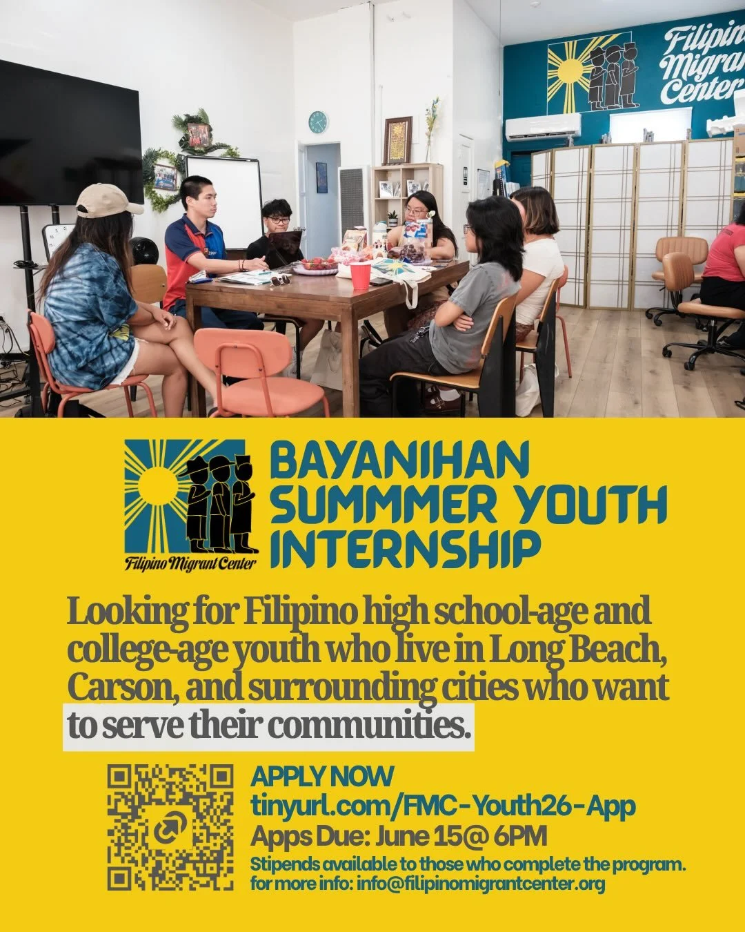 Are you a Filipino youth looking for ways to serve your community this summer?

Sumali na sa Bayanihan Youth Internship! Join the Bayanihan Youth Internship! Bayanihan Interns will work alongside the community in fighting back and building community-