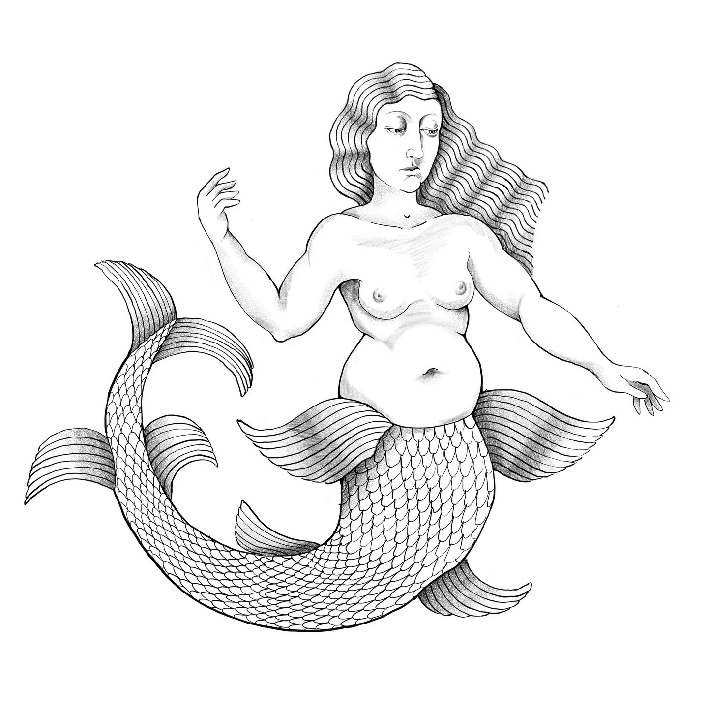 Made this mermaid for a custom and didn&rsquo;t end up using her- anybody want? Can be customized to be less nude or holding cool stuff or have maybe two tails? I have spots open this weekend in Kingston hit the link in my bio to book 🧜&zwj;♀️