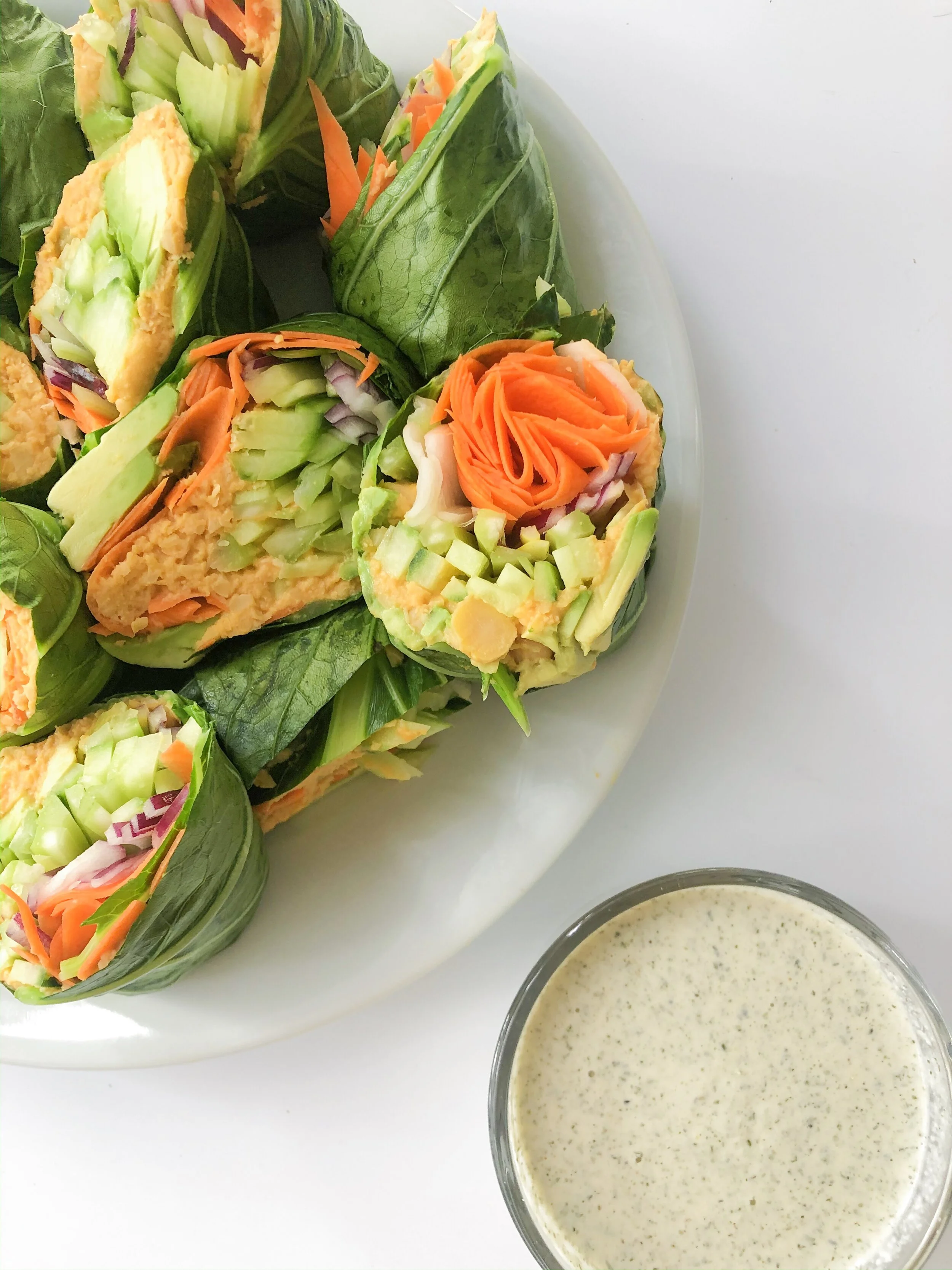 Buffalo Chickpea Collard Wraps