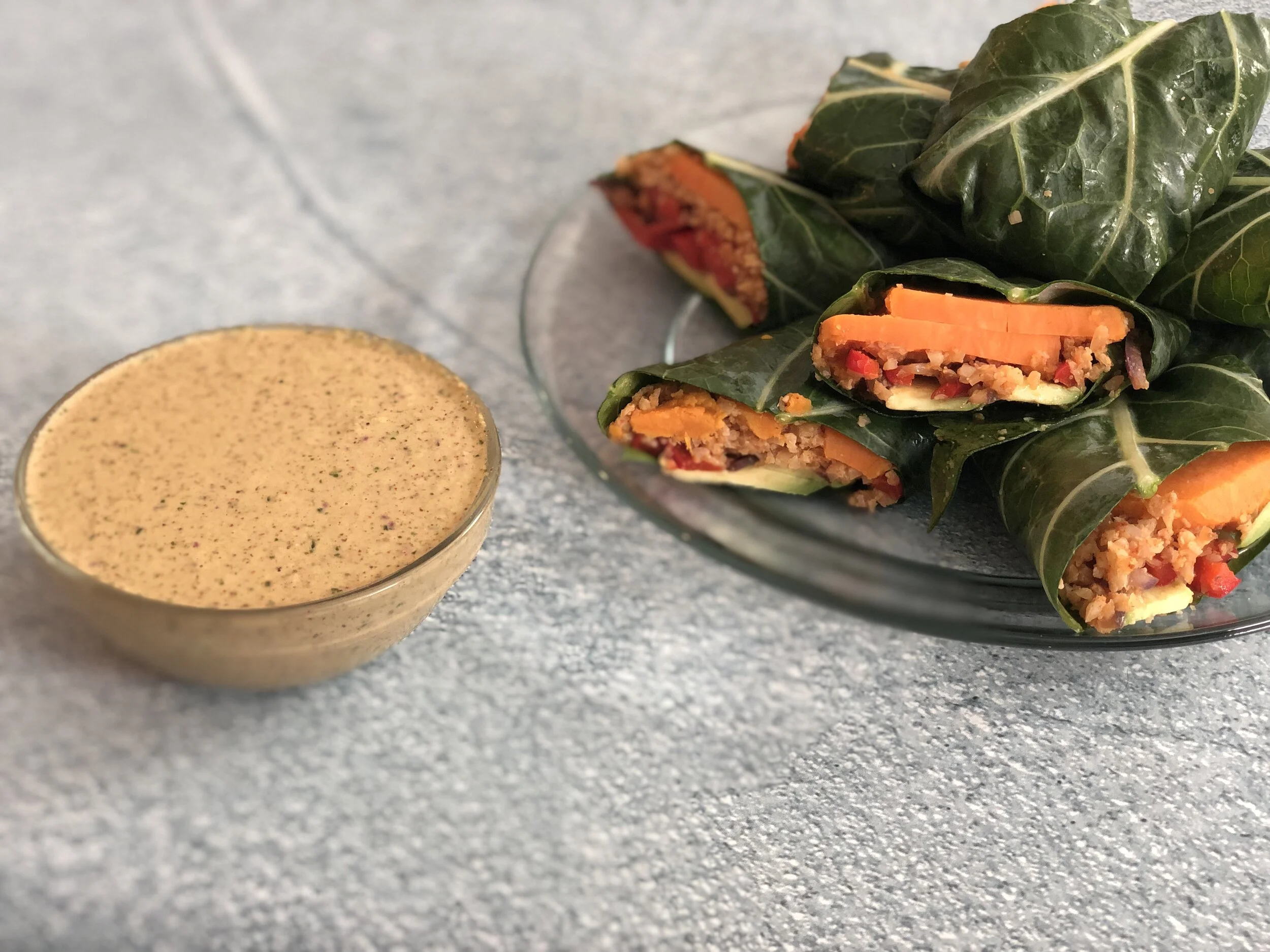 Vegan Collard wraps with Thai Sauce