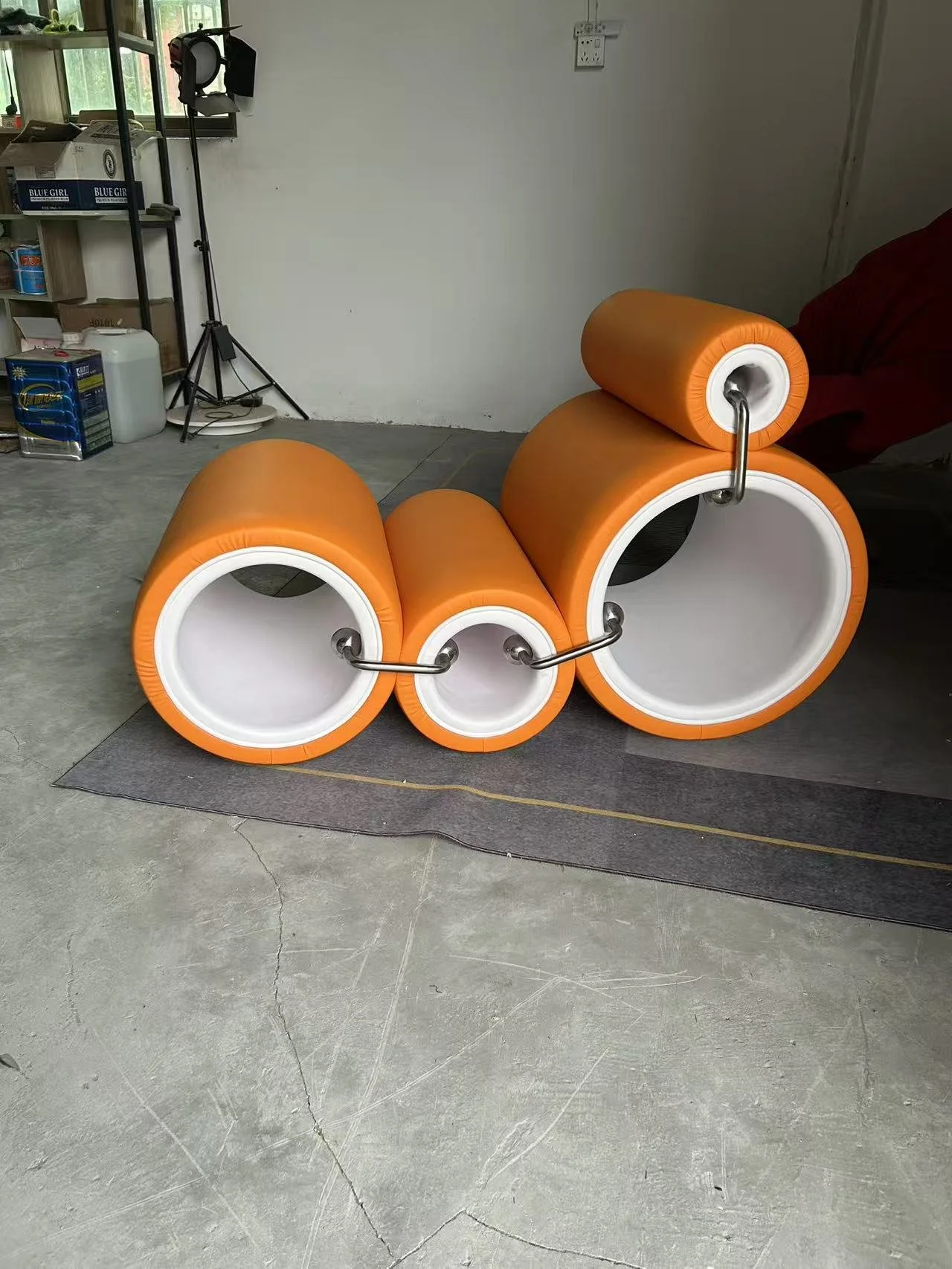 Tube chair Colombo replica orange leather