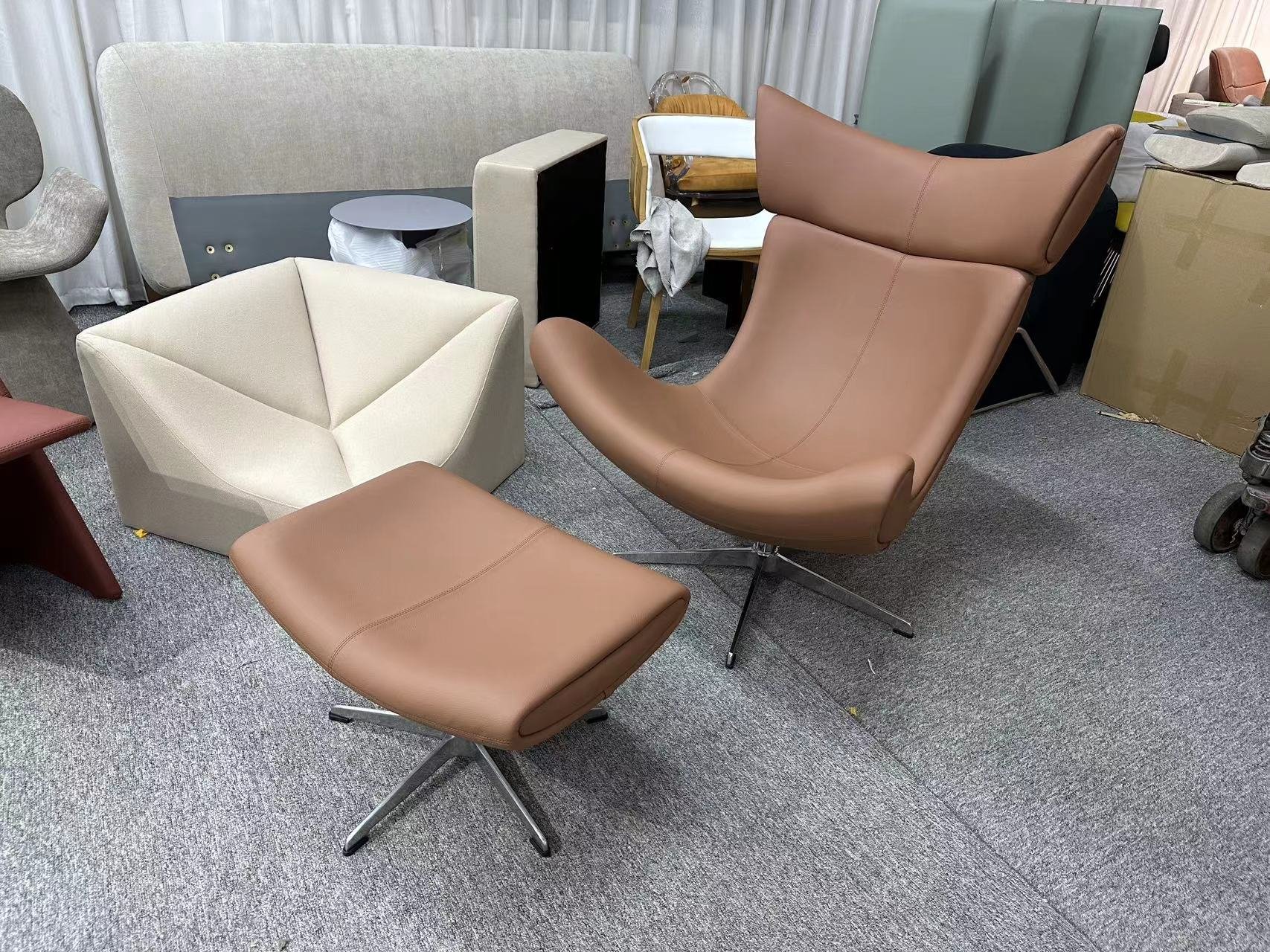 Imola chair replica brown leather