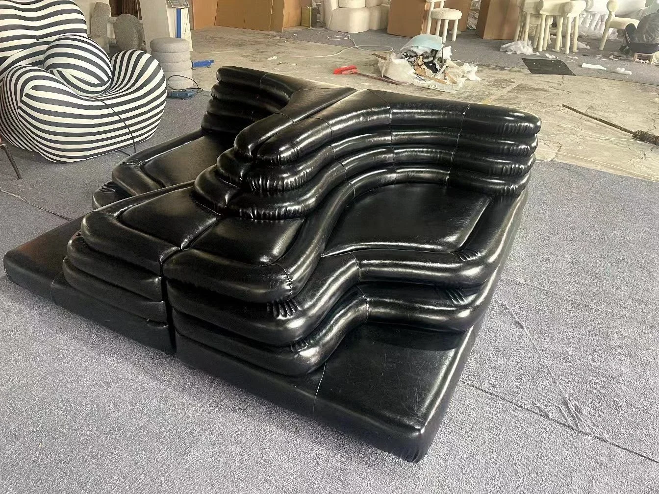 Terrazza Sofa black leather dupe