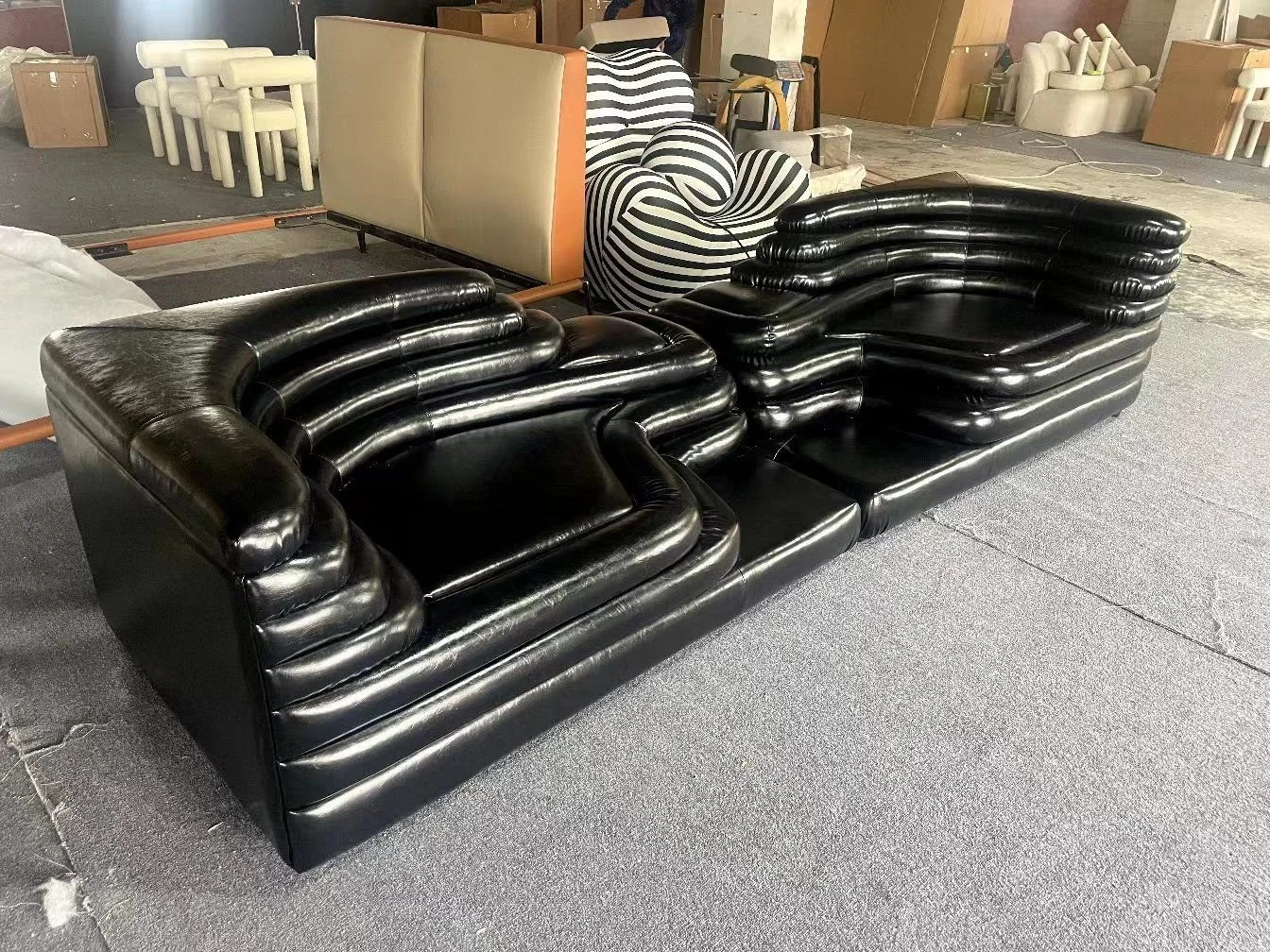 Terrazza Sofa black leather dupe