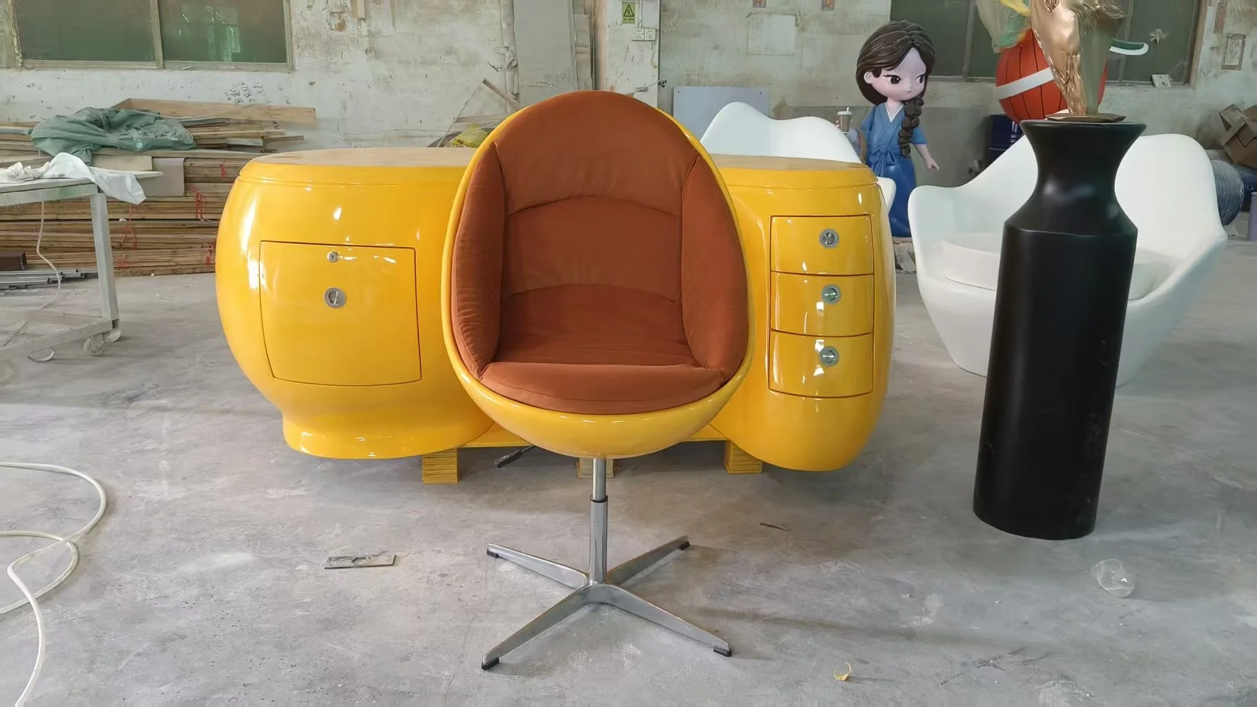 Boomerang Desk yellow chair Calka replica dupe